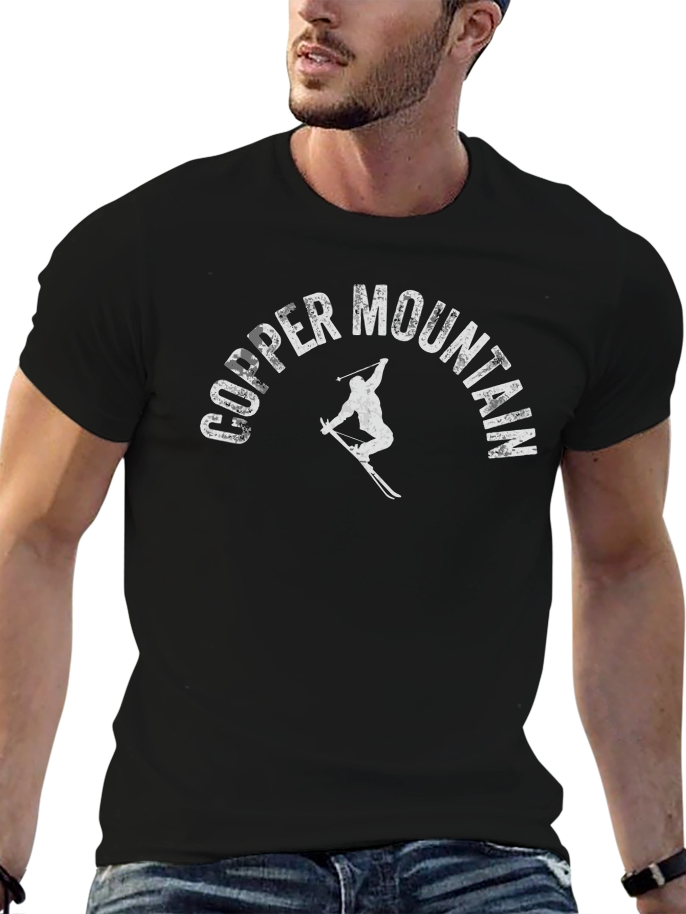 Copper Mountain Skier Graphic Tee - Black Cotton Blend