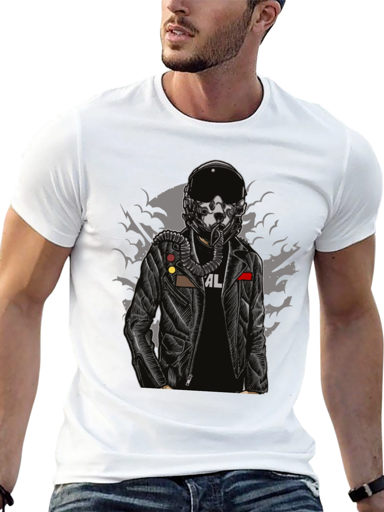 Pilot Helmet Graphic T-Shirt - Edgy Streetwear