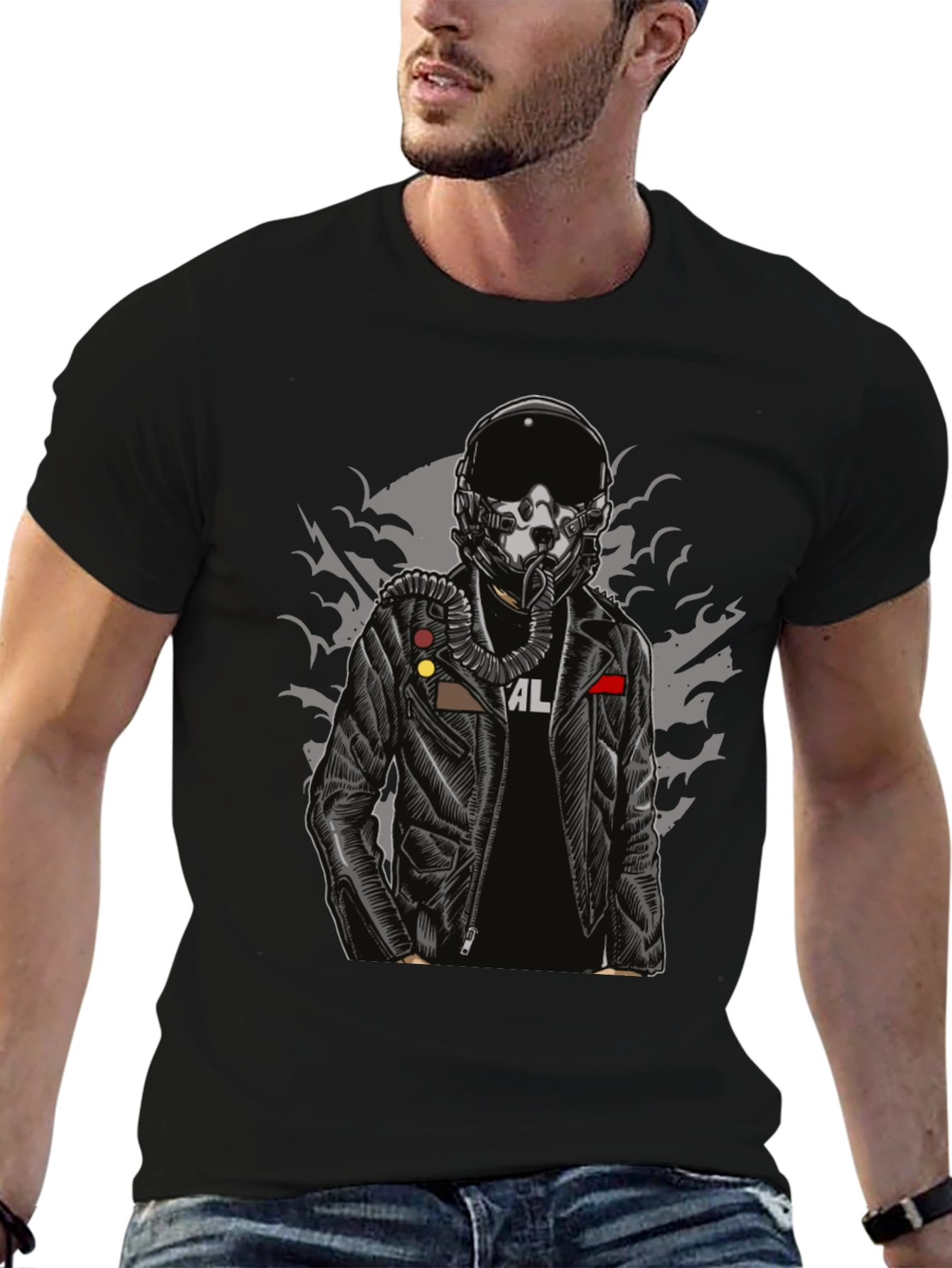 Pilot Helmet Graphic T-Shirt - Edgy Streetwear
