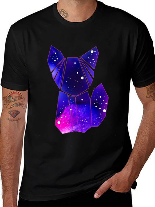 Geometric Galaxy Fox T-Shirt - Cosmic Style
