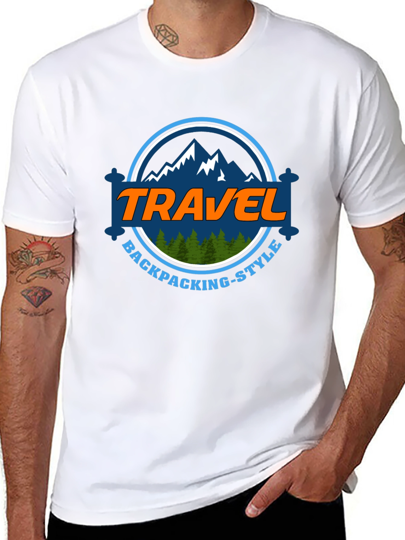 Travel Backpacking-Style Graphic T-Shirt