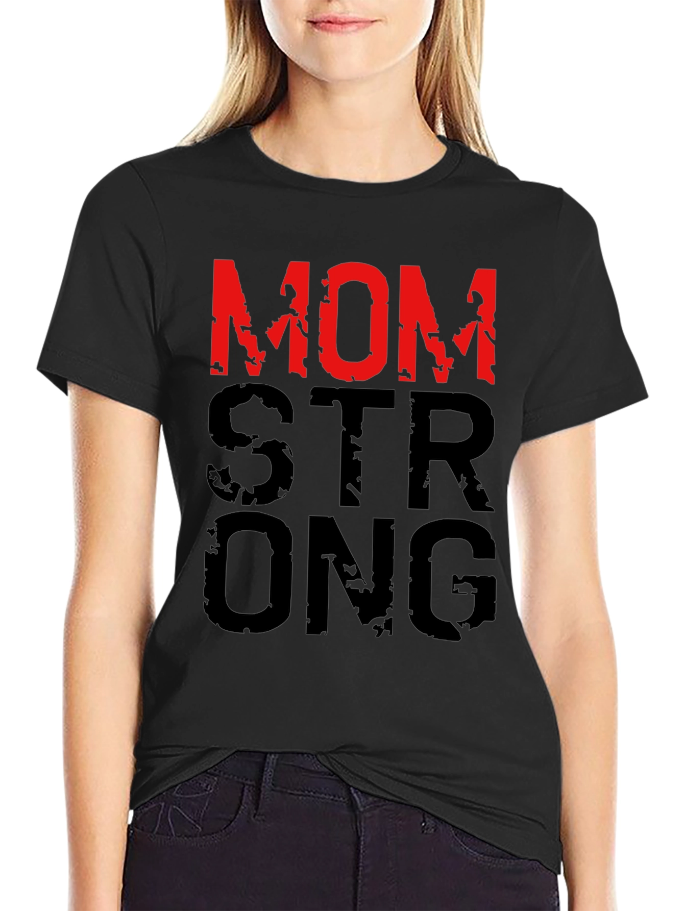 Mom Strong Graphic T-Shirt - Black