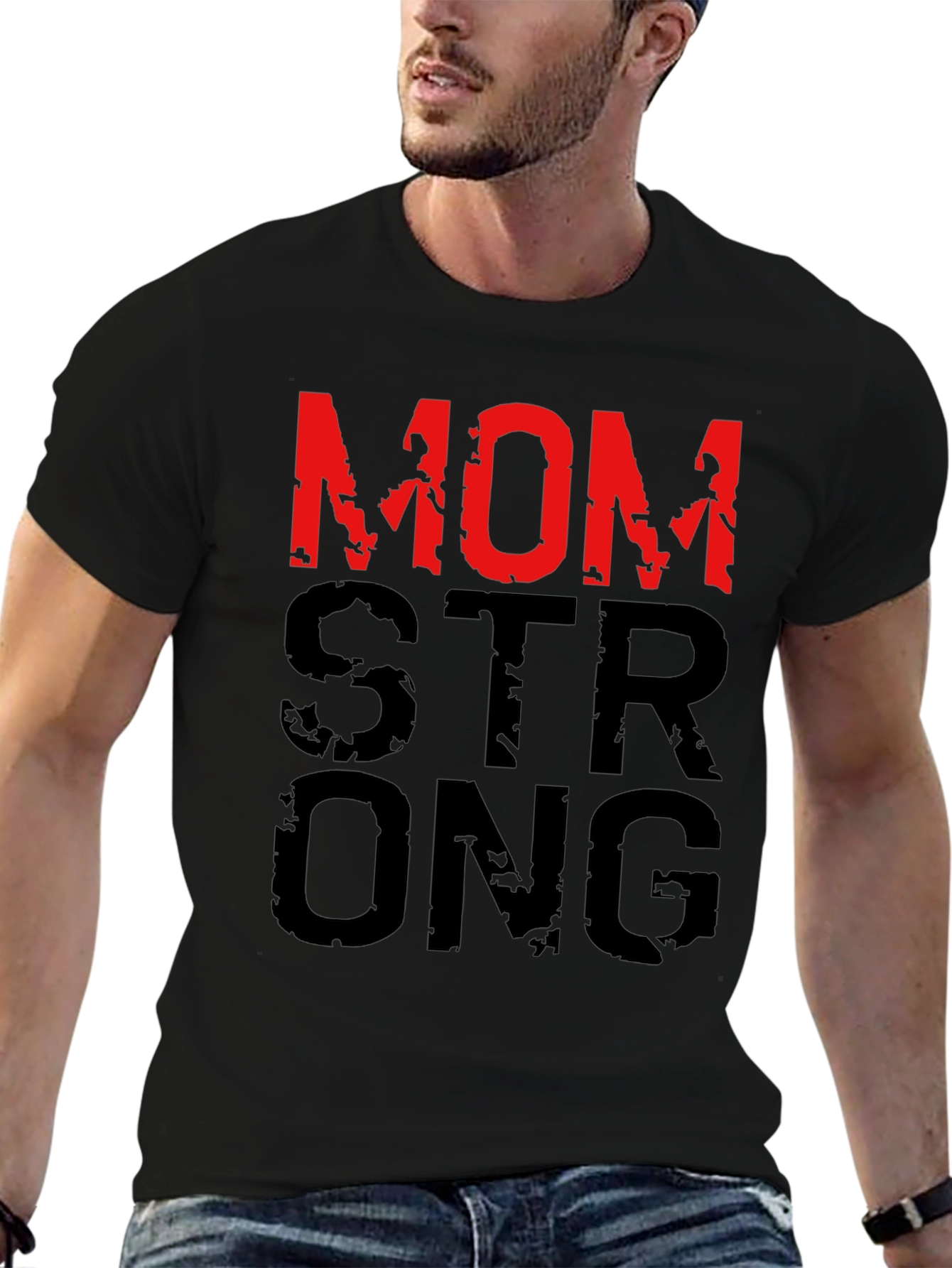 Mom Strong Graphic T-Shirt - Black