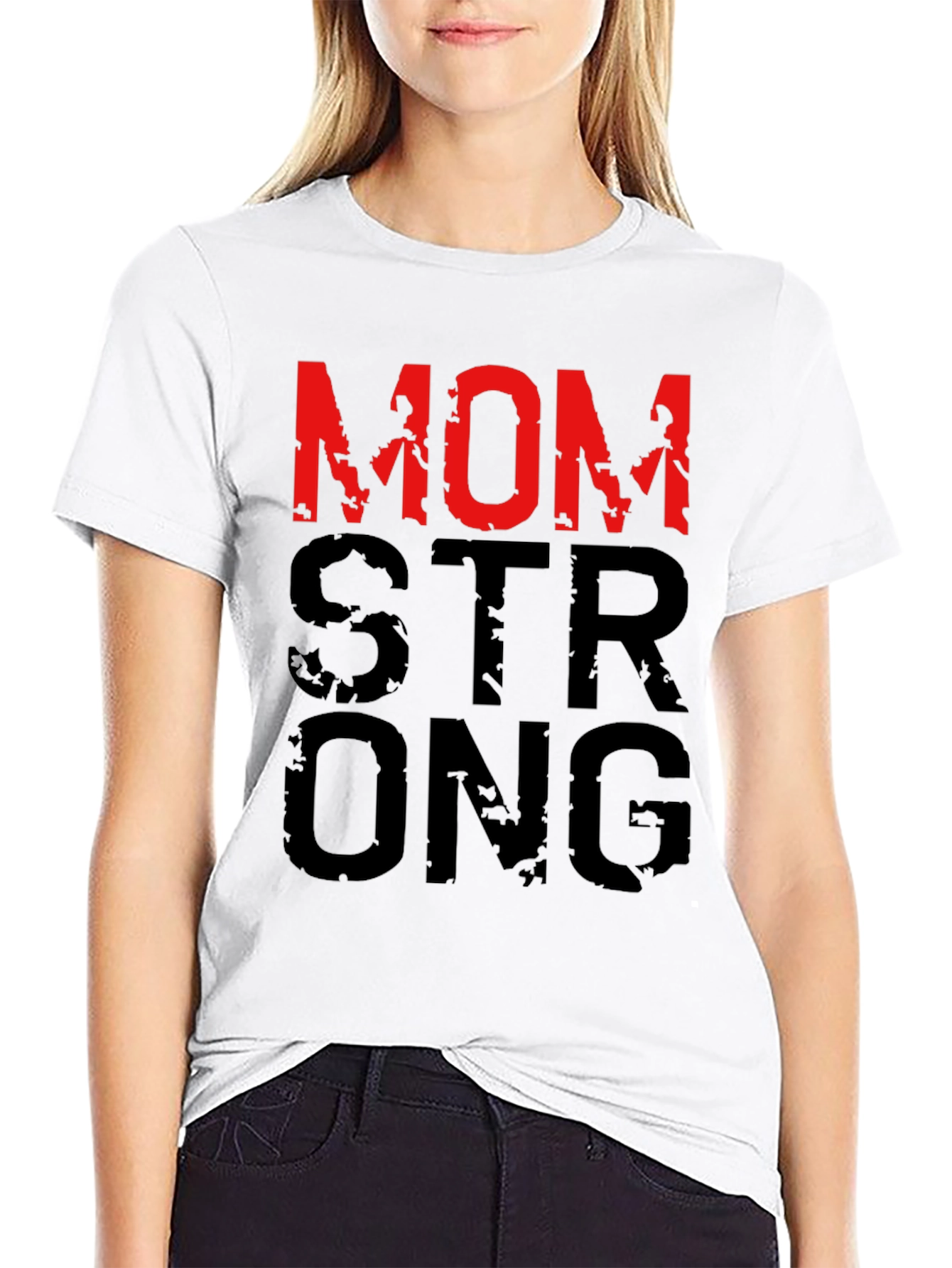 Mom Strong Graphic T-Shirt - Black