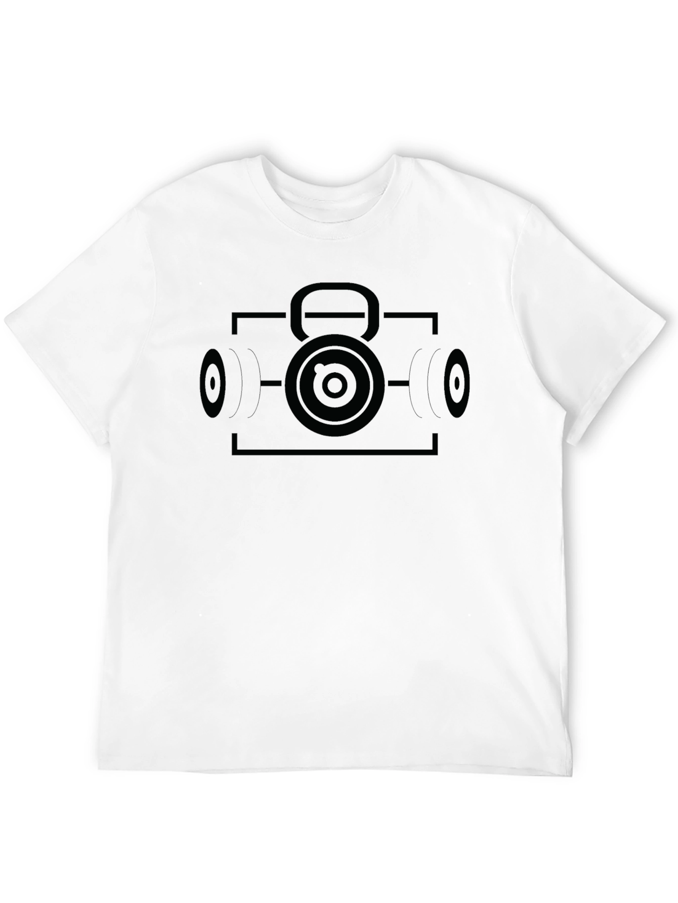 Mens Black Graphic Tee - Fitness Kettlebell Design