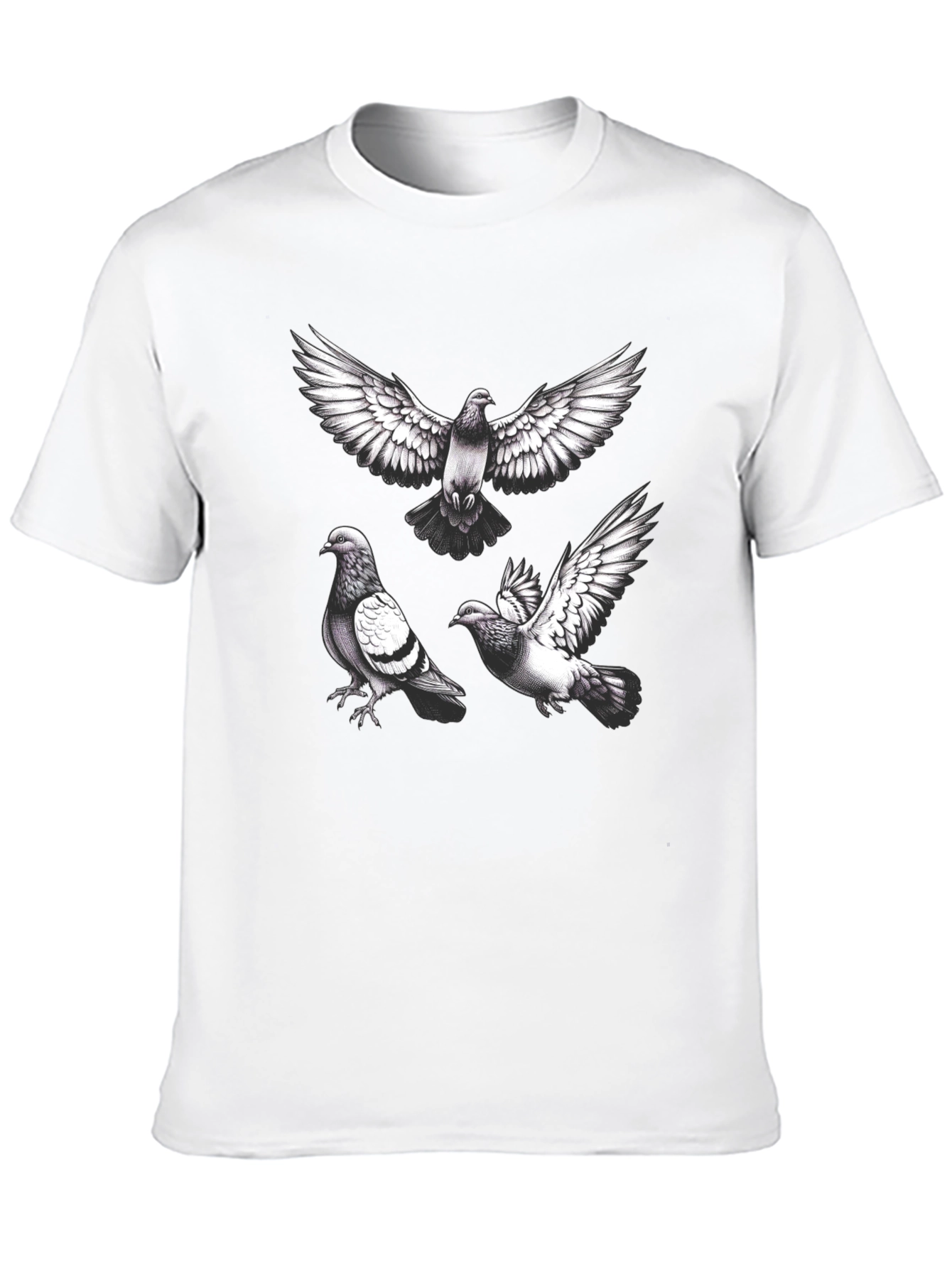 Pigeon Graphic Tee - Black Casual T-Shirt