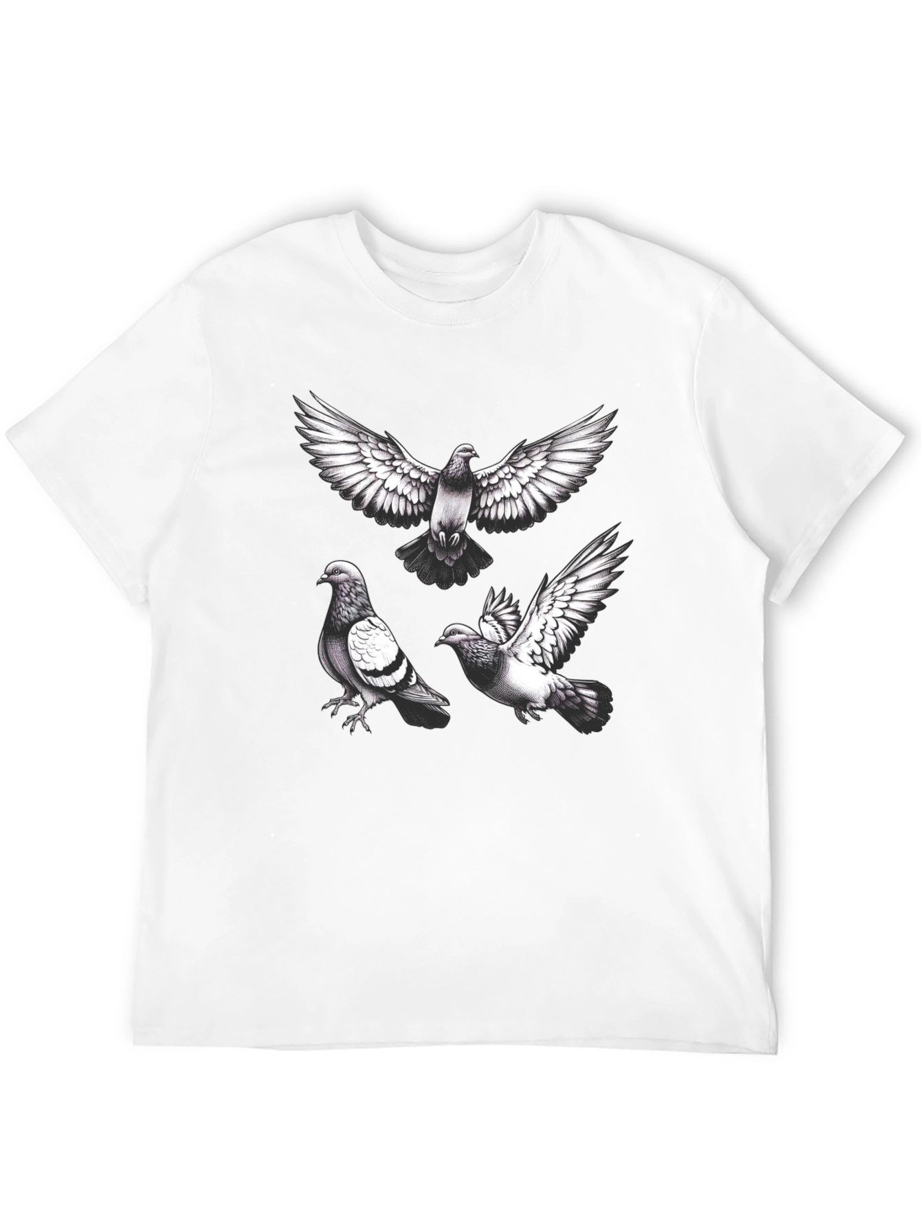 Pigeon Graphic Tee - Black Casual T-Shirt