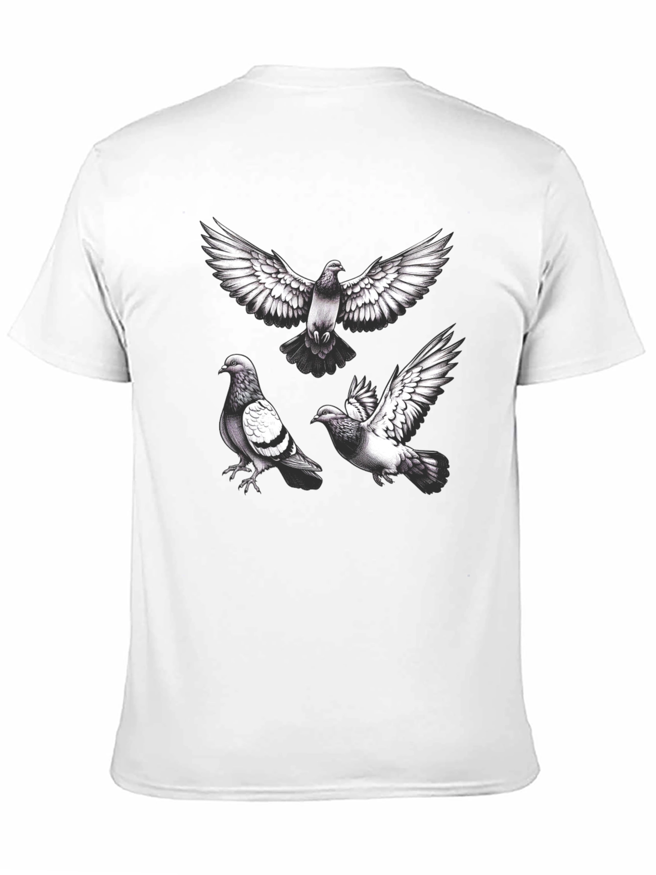 Pigeon Graphic Tee - Black Casual T-Shirt