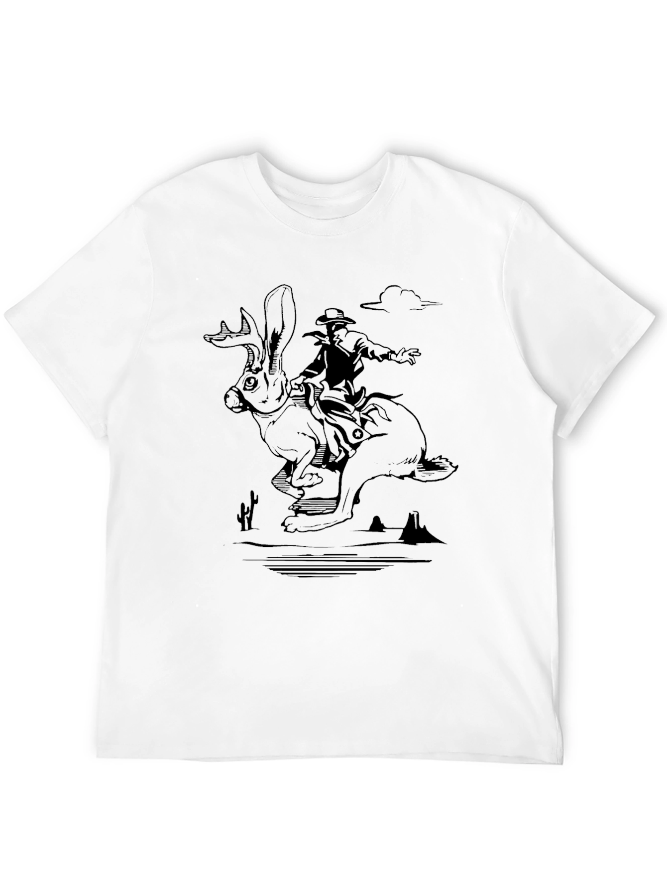 Cowboy Riding Hare T-Shirt - Western Graphic Tee