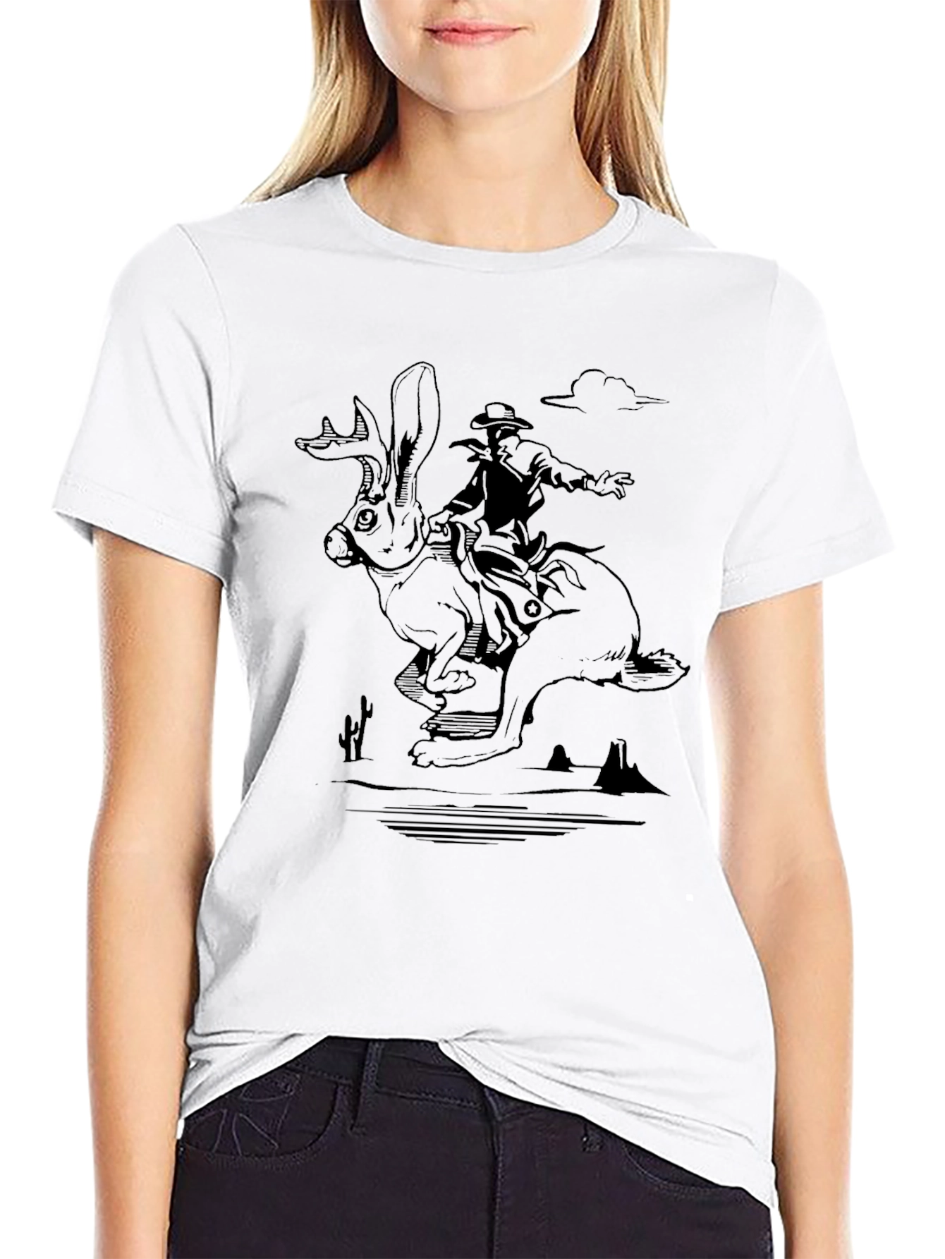 Cowboy Riding Hare T-Shirt - Western Graphic Tee