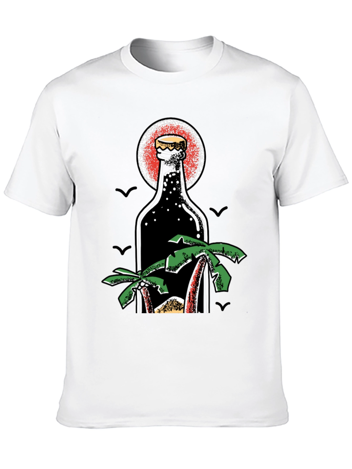 Tropical Beer Bottle Graphic T-Shirt
