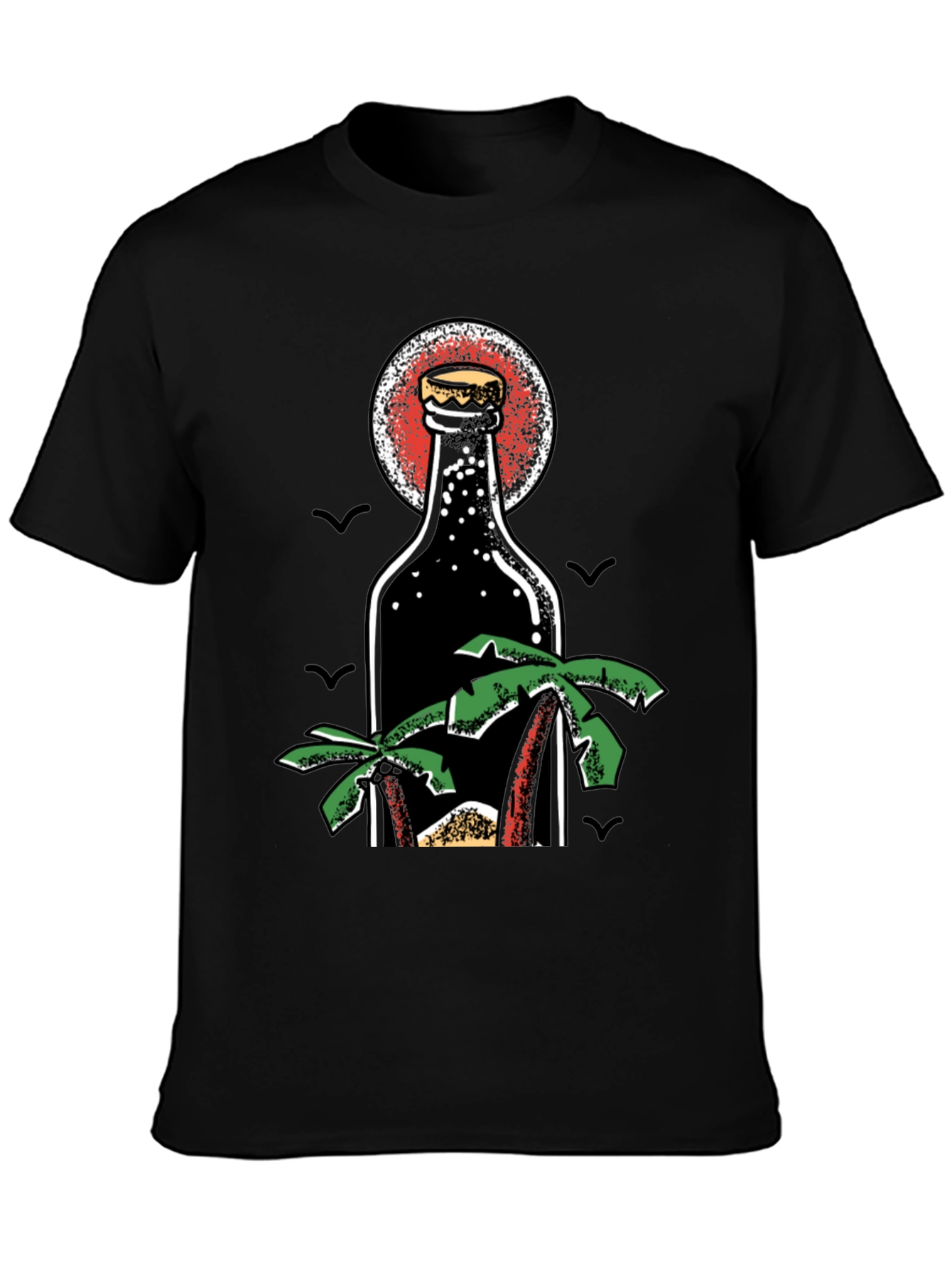 Tropical Beer Bottle Graphic T-Shirt