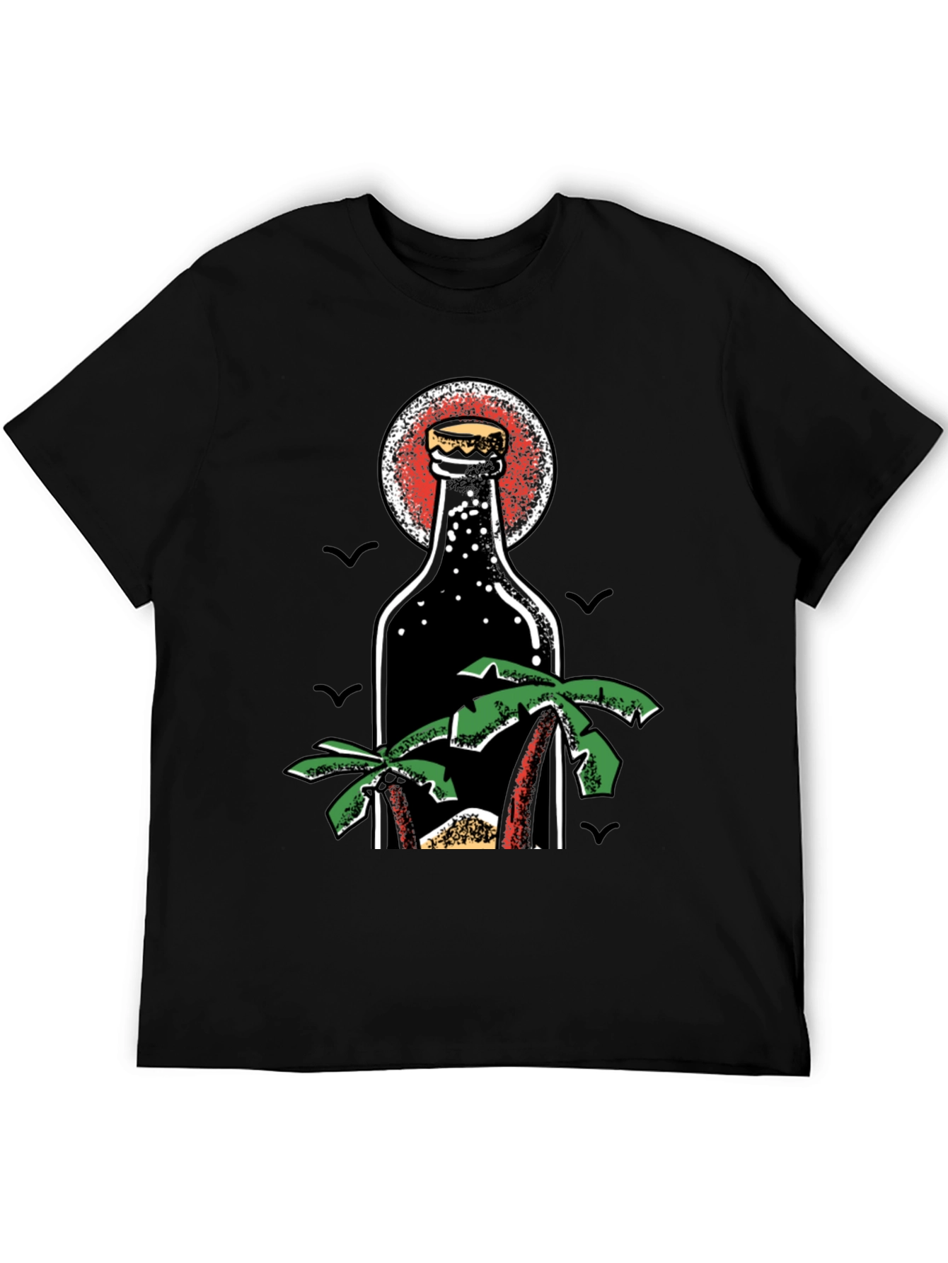 Tropical Beer Bottle Graphic T-Shirt