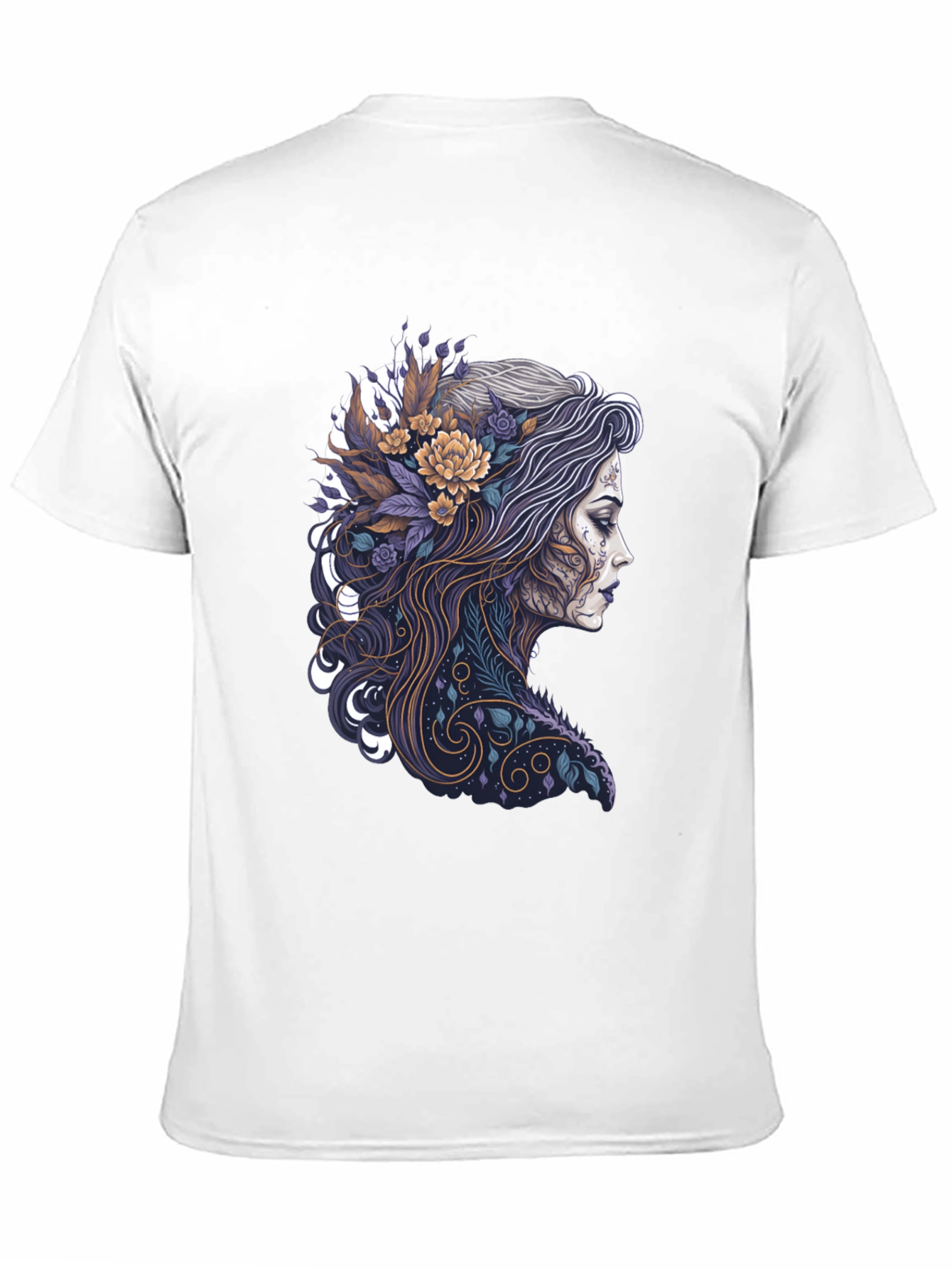 Floral Woman Graphic Black T-Shirt