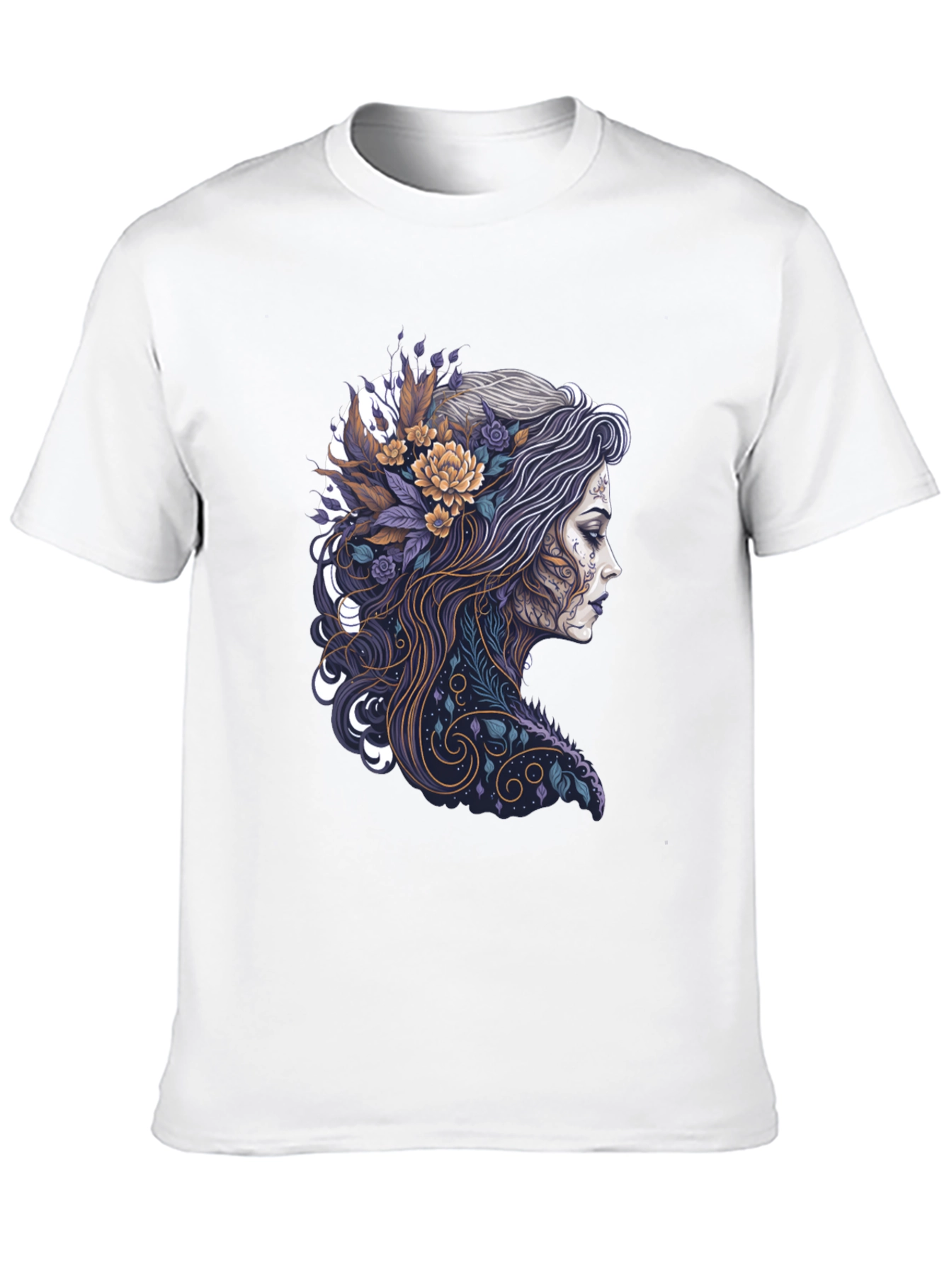 Floral Woman Graphic Black T-Shirt