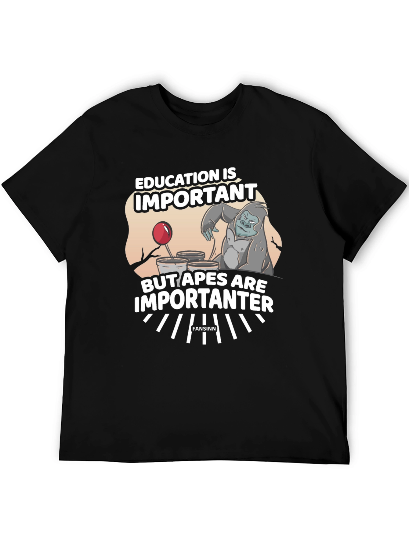 Education vs Apes Graphic T-Shirt