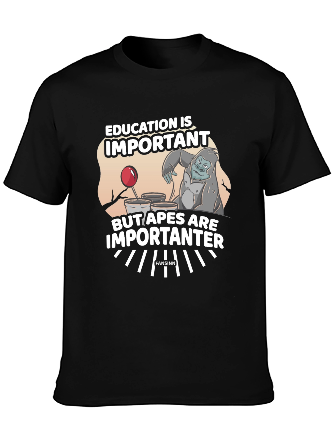 Education vs Apes Graphic T-Shirt