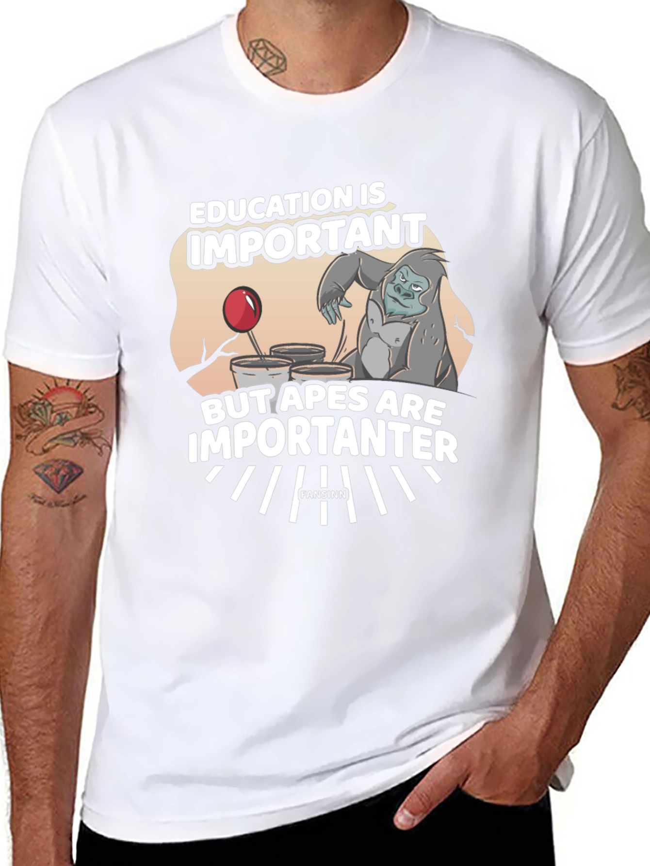 Education vs Apes Graphic T-Shirt