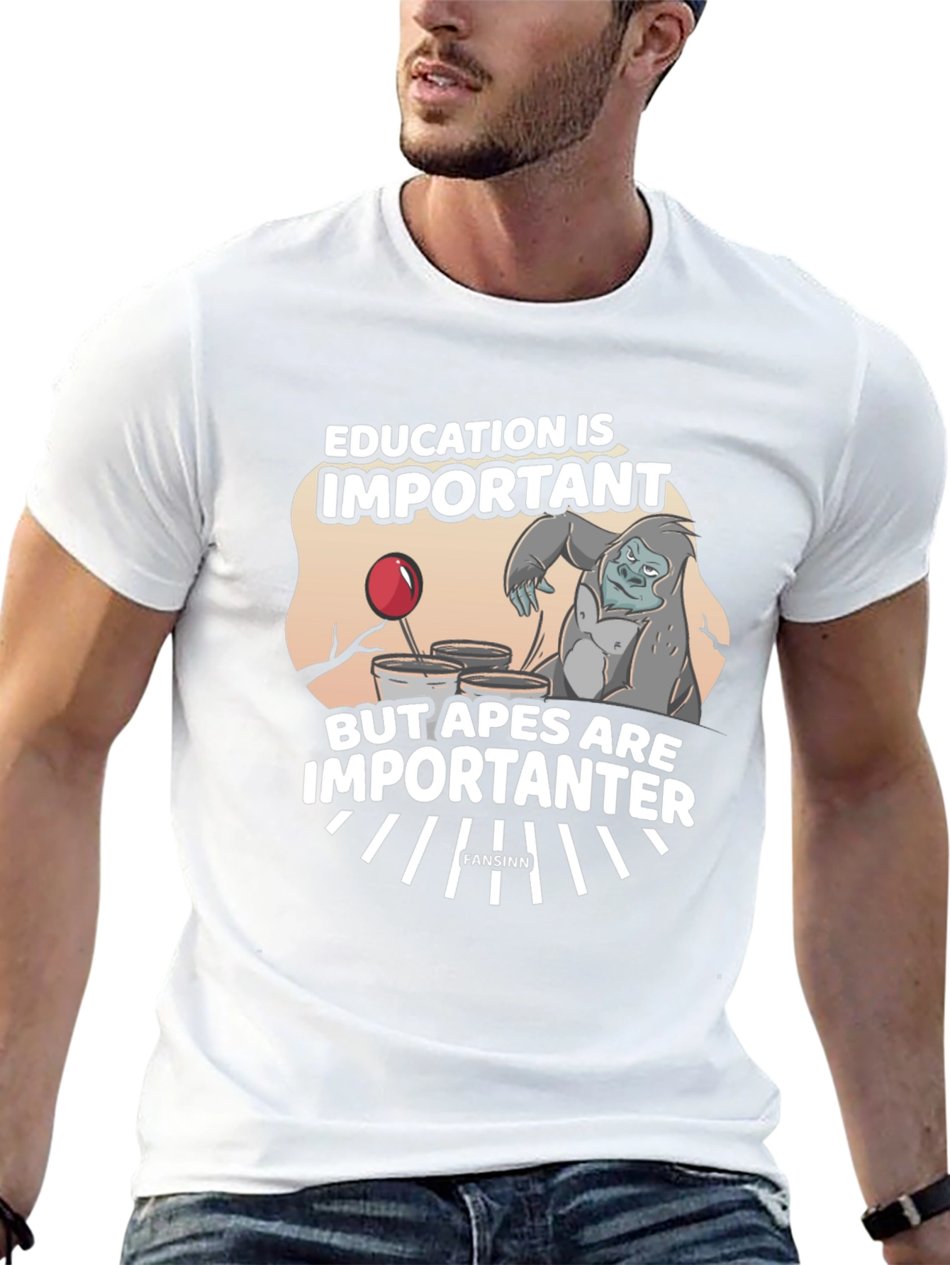 Education vs Apes Graphic T-Shirt