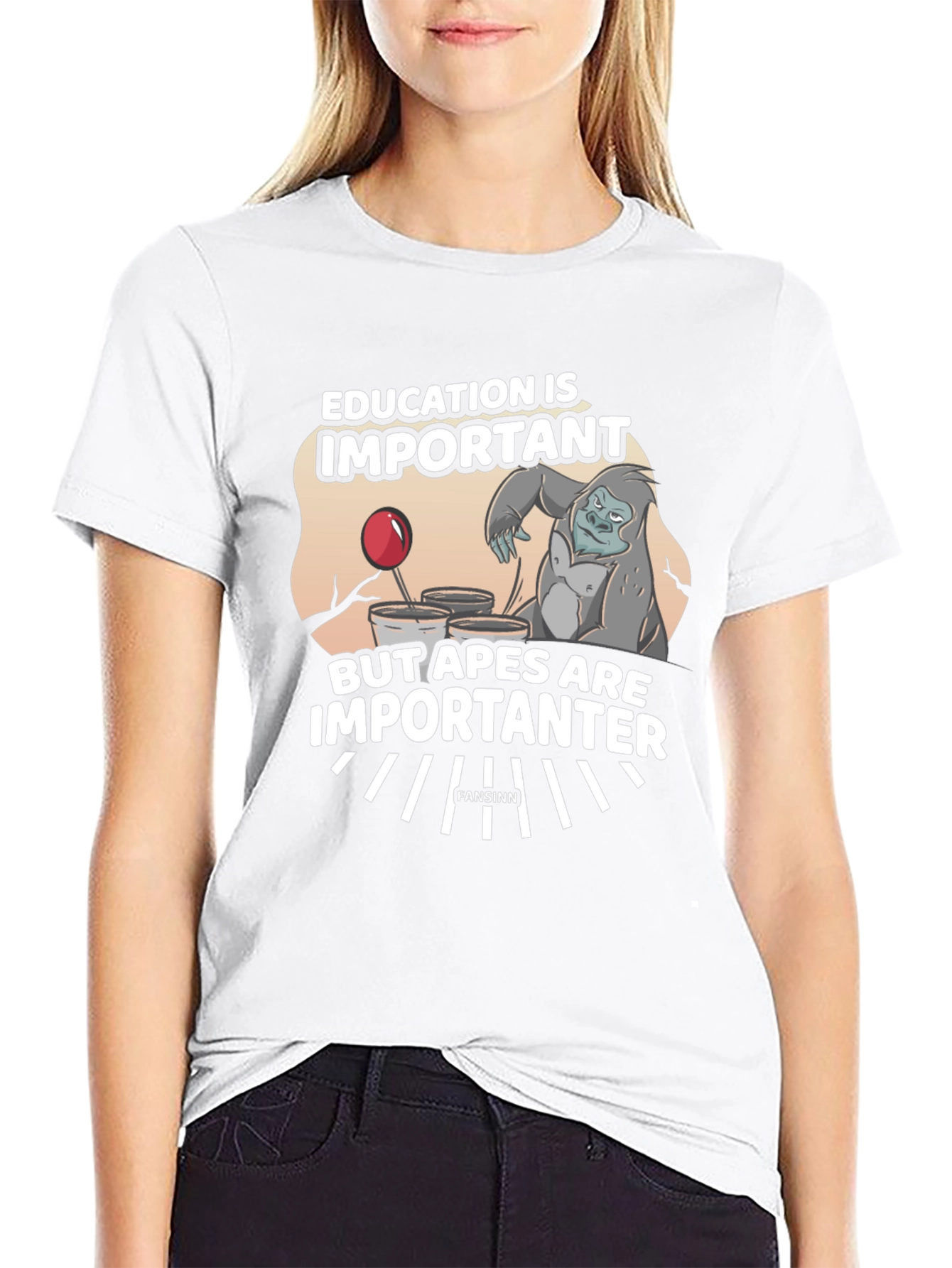 Education vs Apes Graphic T-Shirt