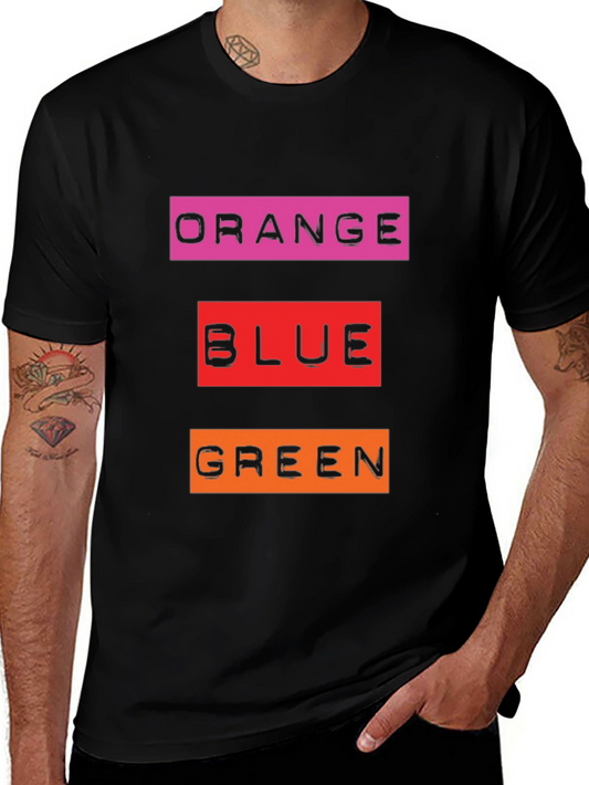 Colorful Graphic Tee - ORANGE BLUE GREEN