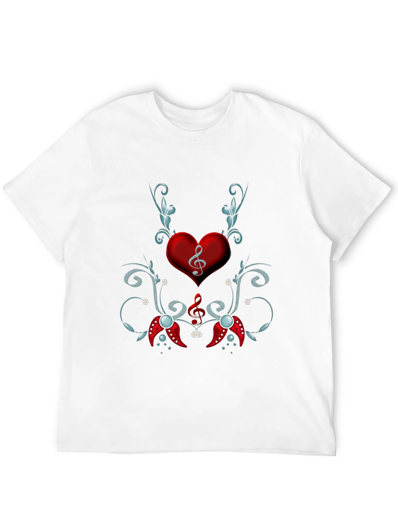 Musical Heart Graphic Tee - Black Cotton Blend