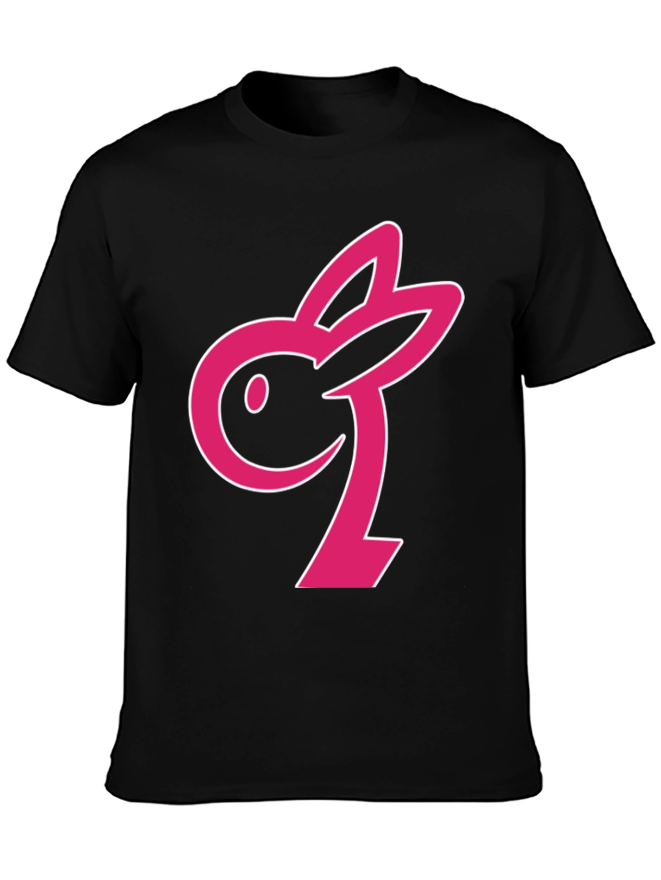 Black T-Shirt with Pink Bunny Graphic