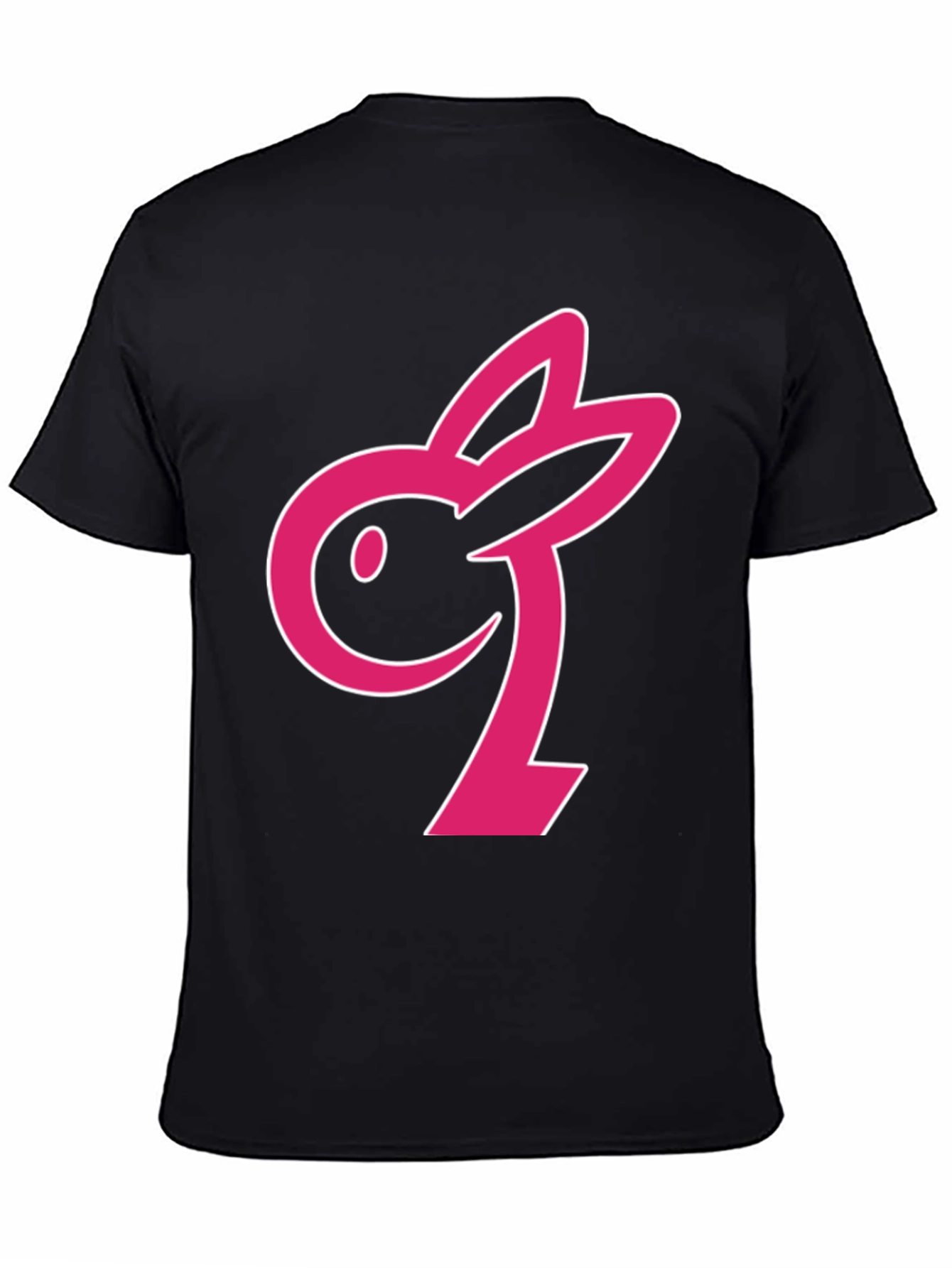 Black T-Shirt with Pink Bunny Graphic