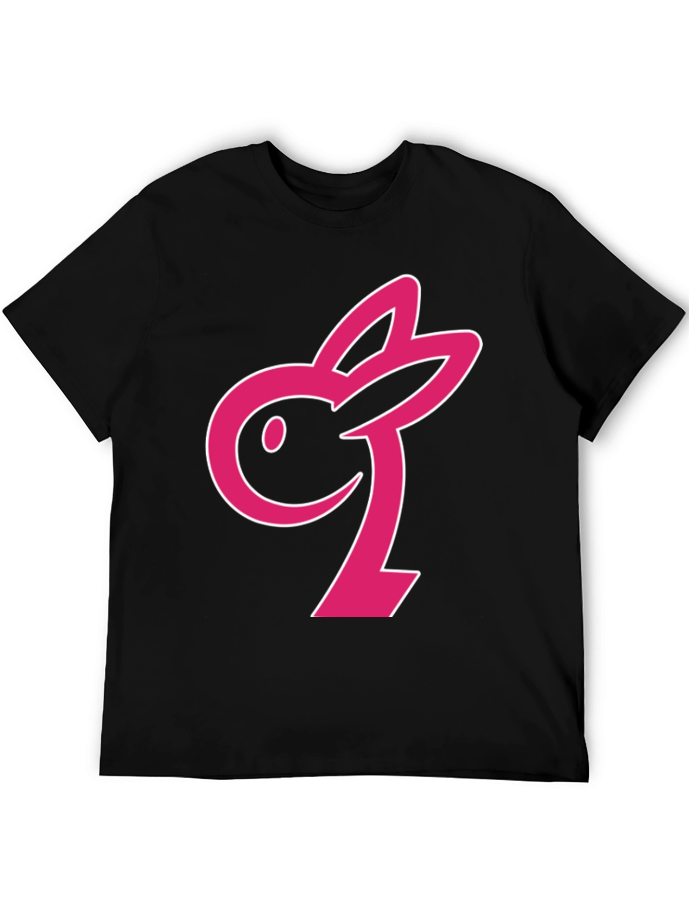 Black T-Shirt with Pink Bunny Graphic