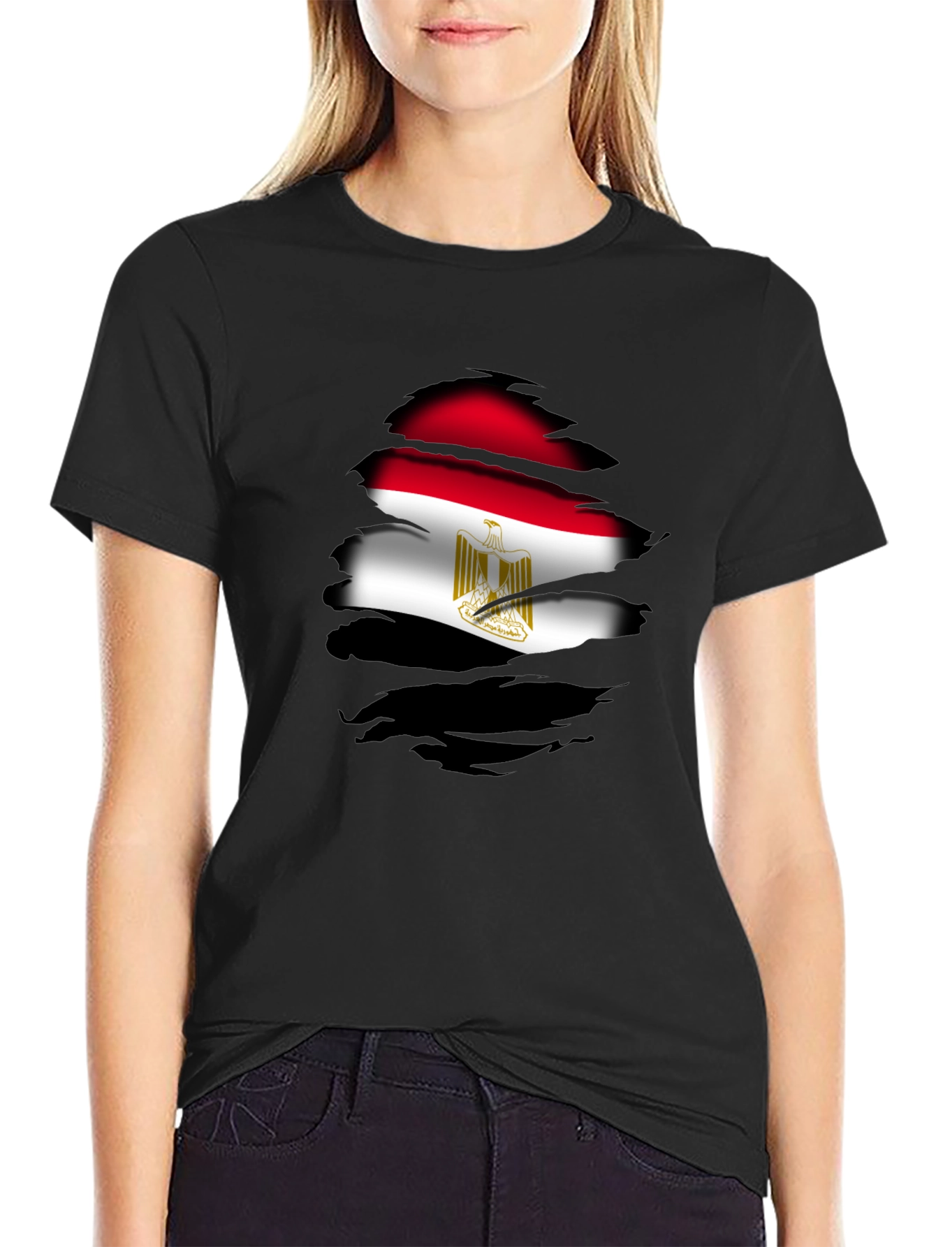 Mens Black T-Shirt Egypt Flag Graphic Tee