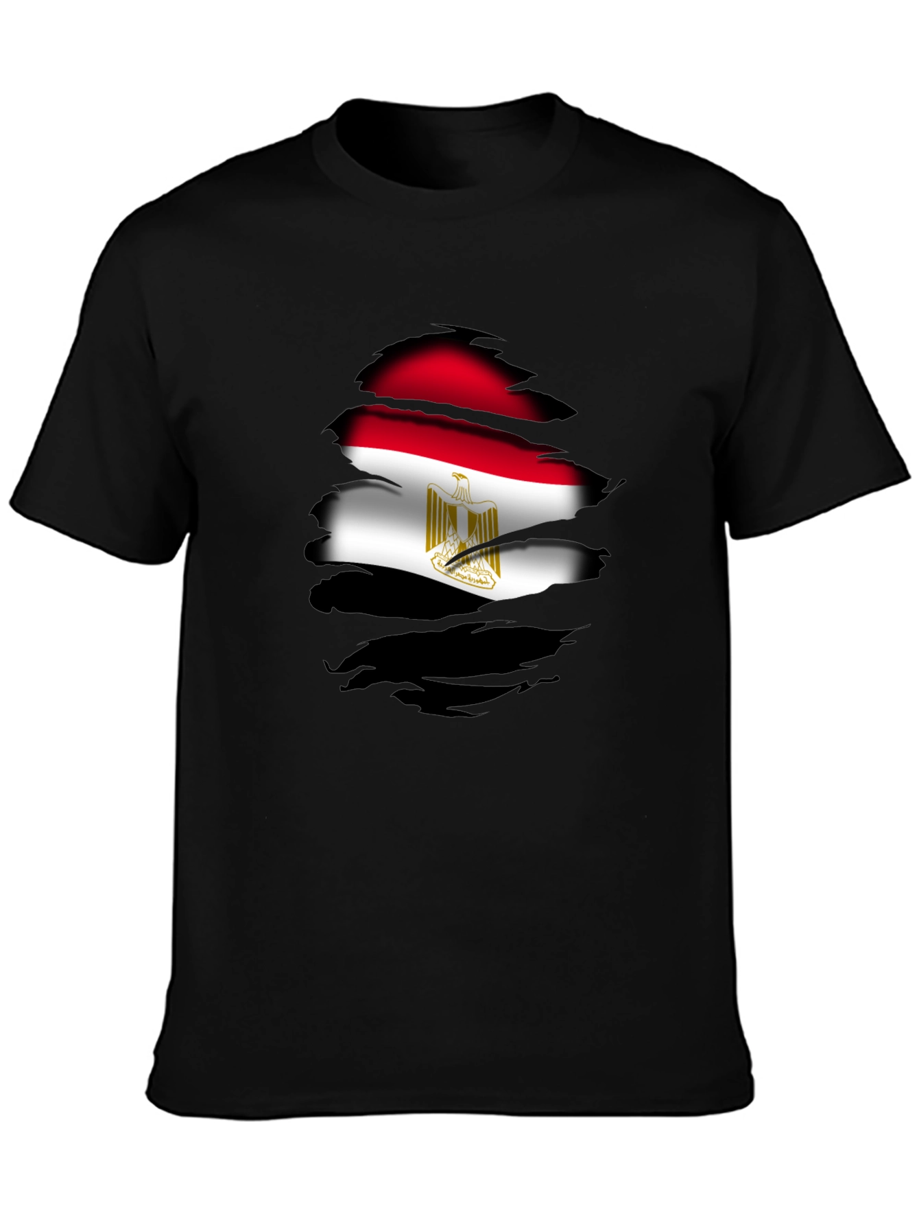 Mens Black T-Shirt Egypt Flag Graphic Tee
