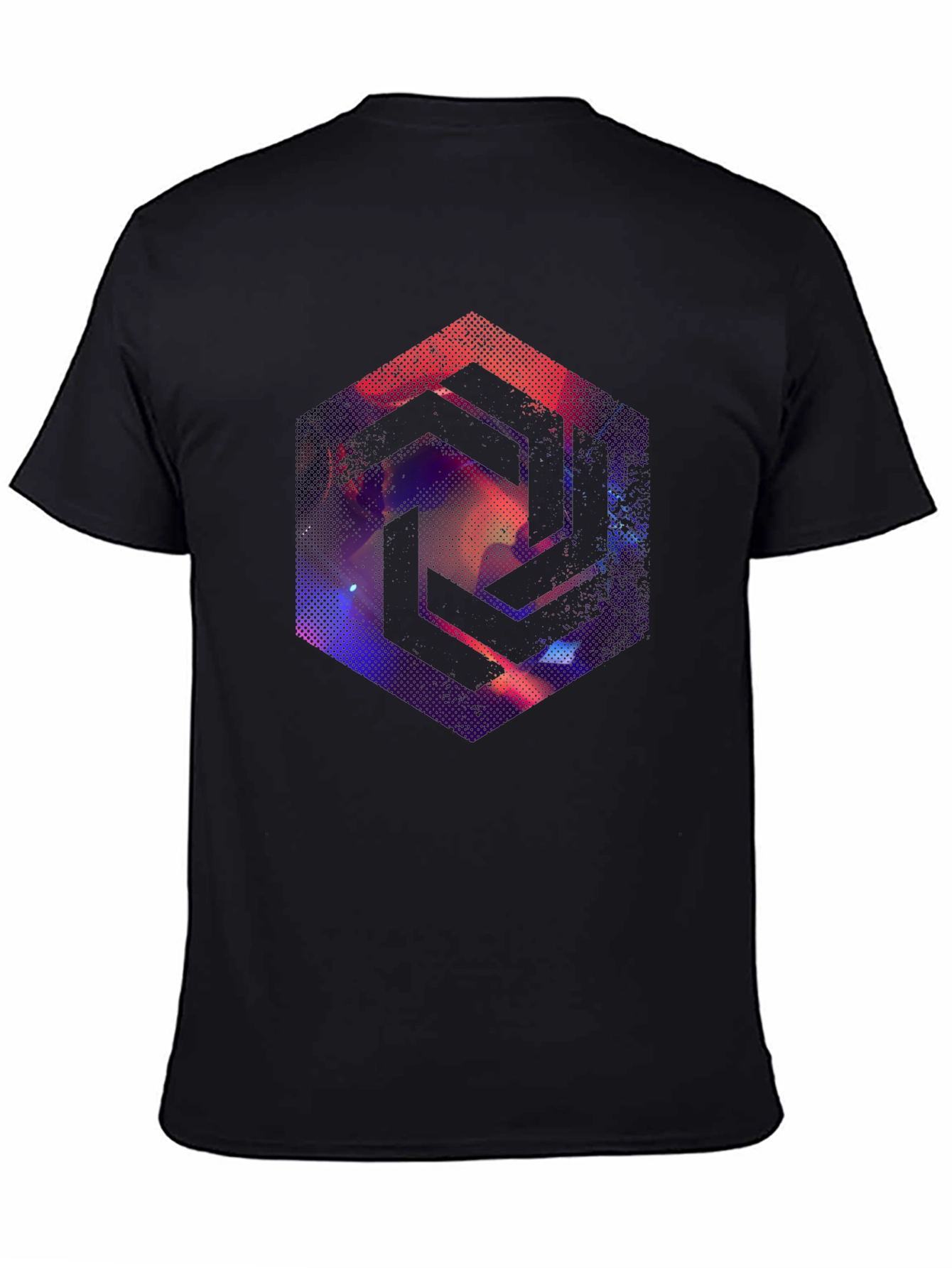 Abstract Geometric Graphic Tee - Cool Black T-Shirt