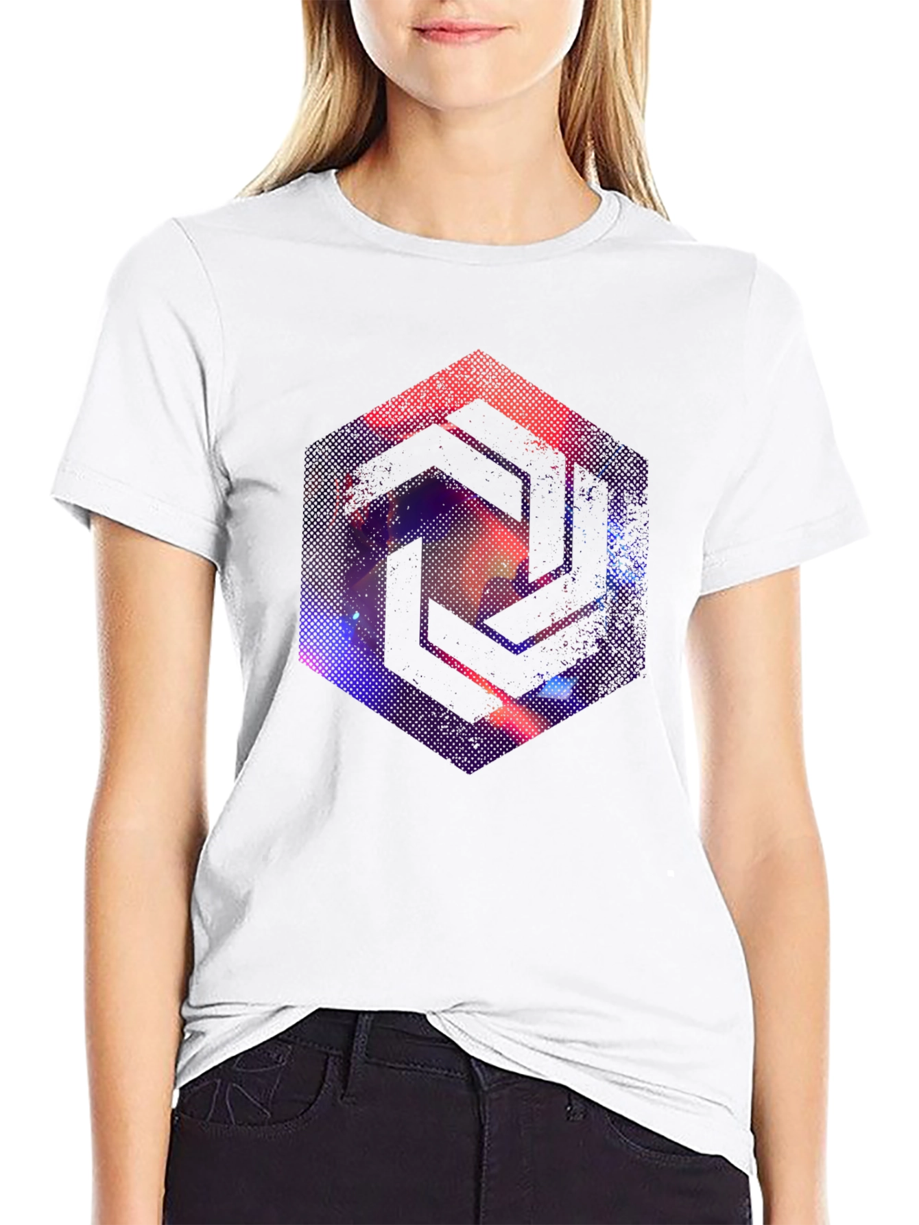 Abstract Geometric Graphic Tee - Cool Black T-Shirt