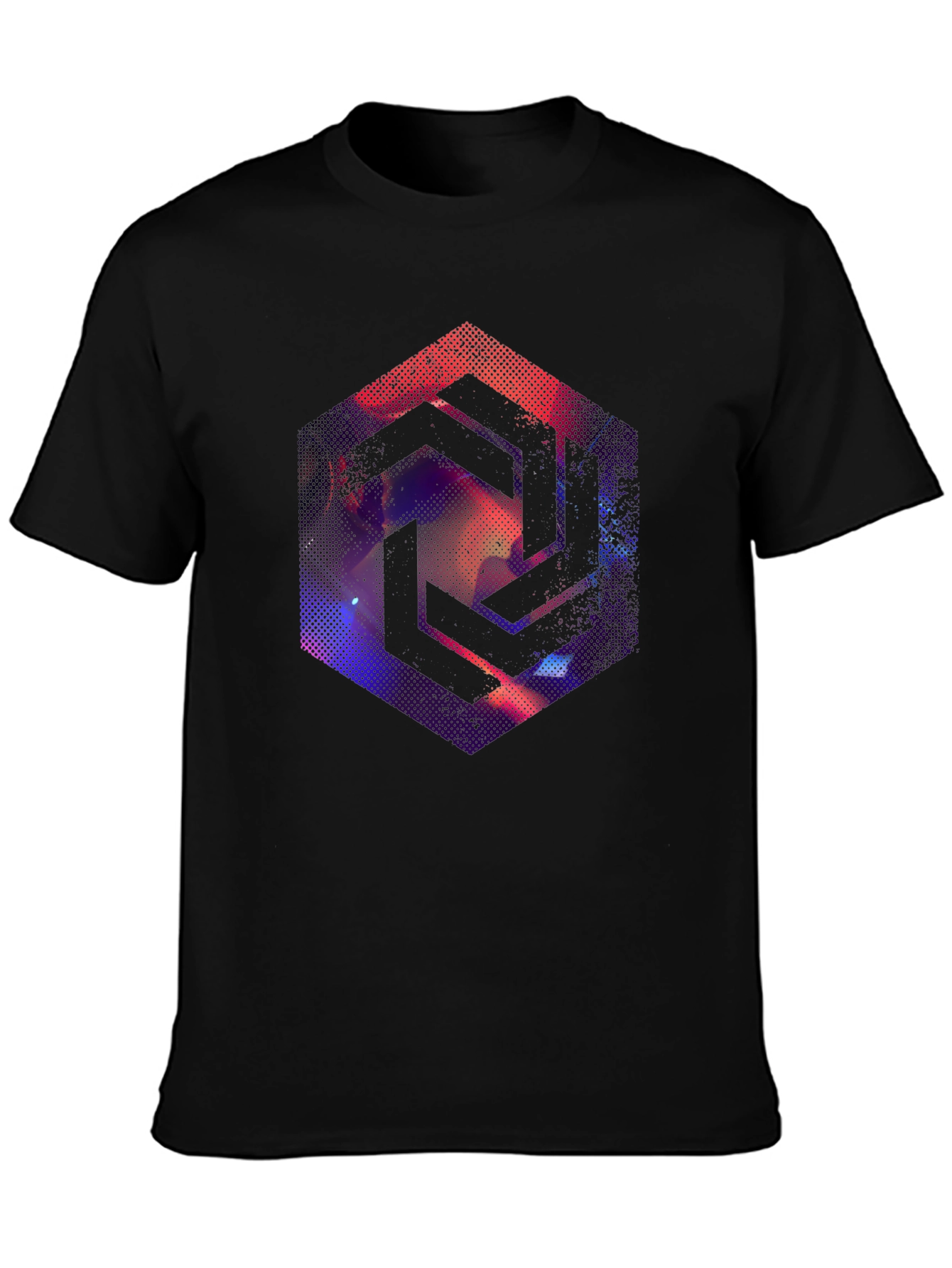 Abstract Geometric Graphic Tee - Cool Black T-Shirt