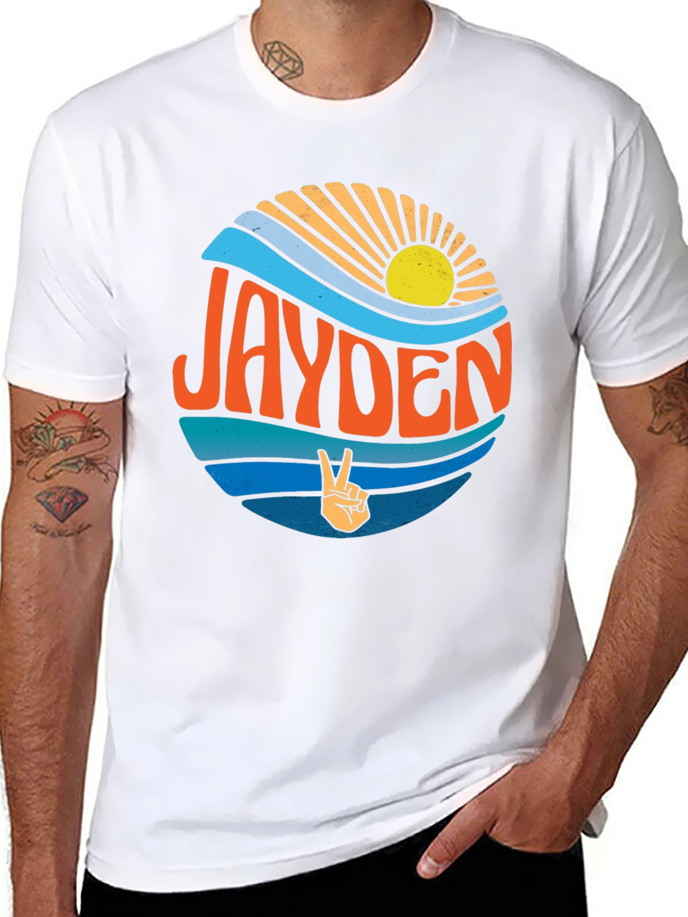 Jayden Retro Wave Peace Sign Graphic Tee