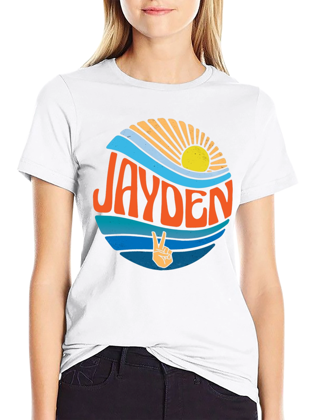Jayden Retro Wave Peace Sign Graphic Tee