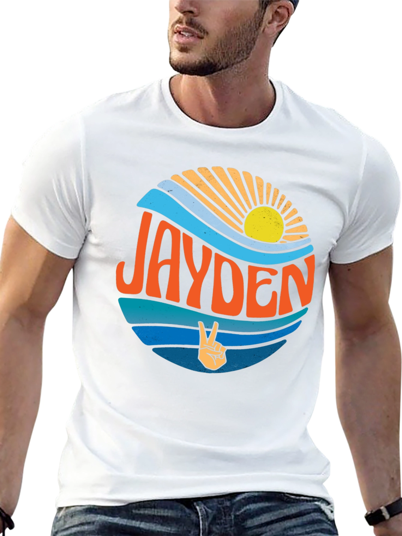 Jayden Retro Wave Peace Sign Graphic Tee