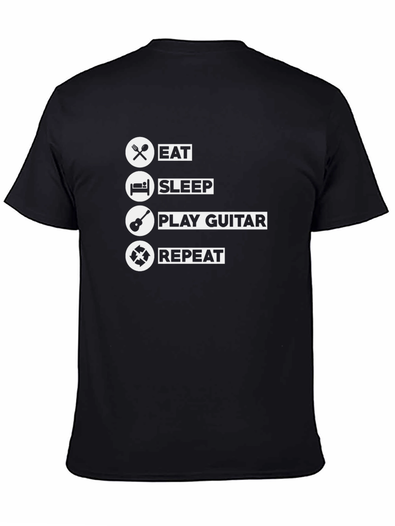 Eat Sleep Play Guitar Repeat Black T-Shirt