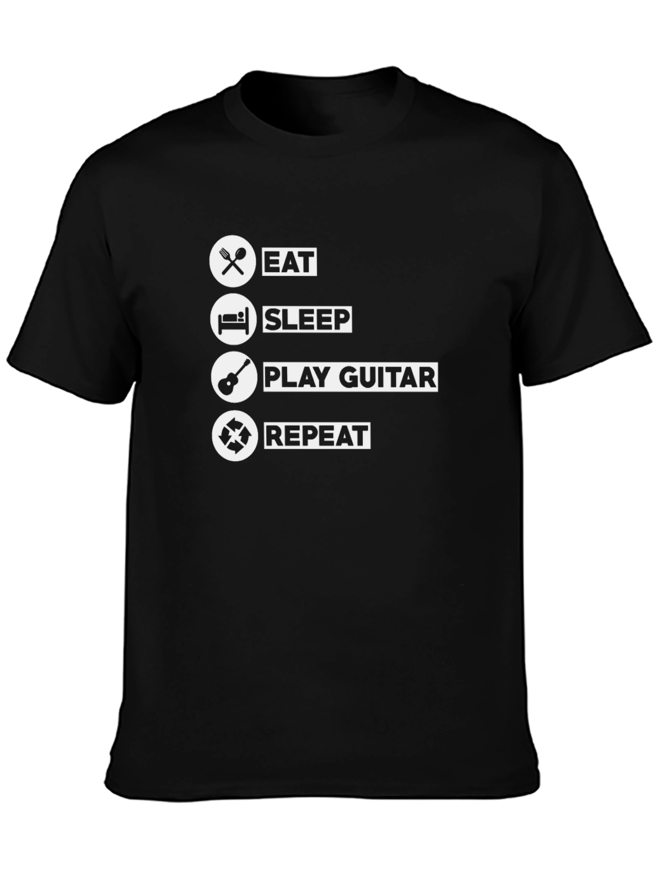 Eat Sleep Play Guitar Repeat Black T-Shirt