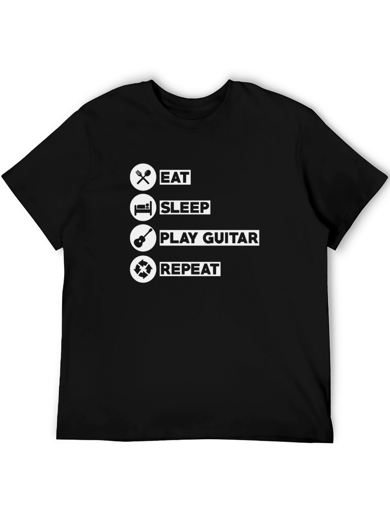 Eat Sleep Play Guitar Repeat Black T-Shirt