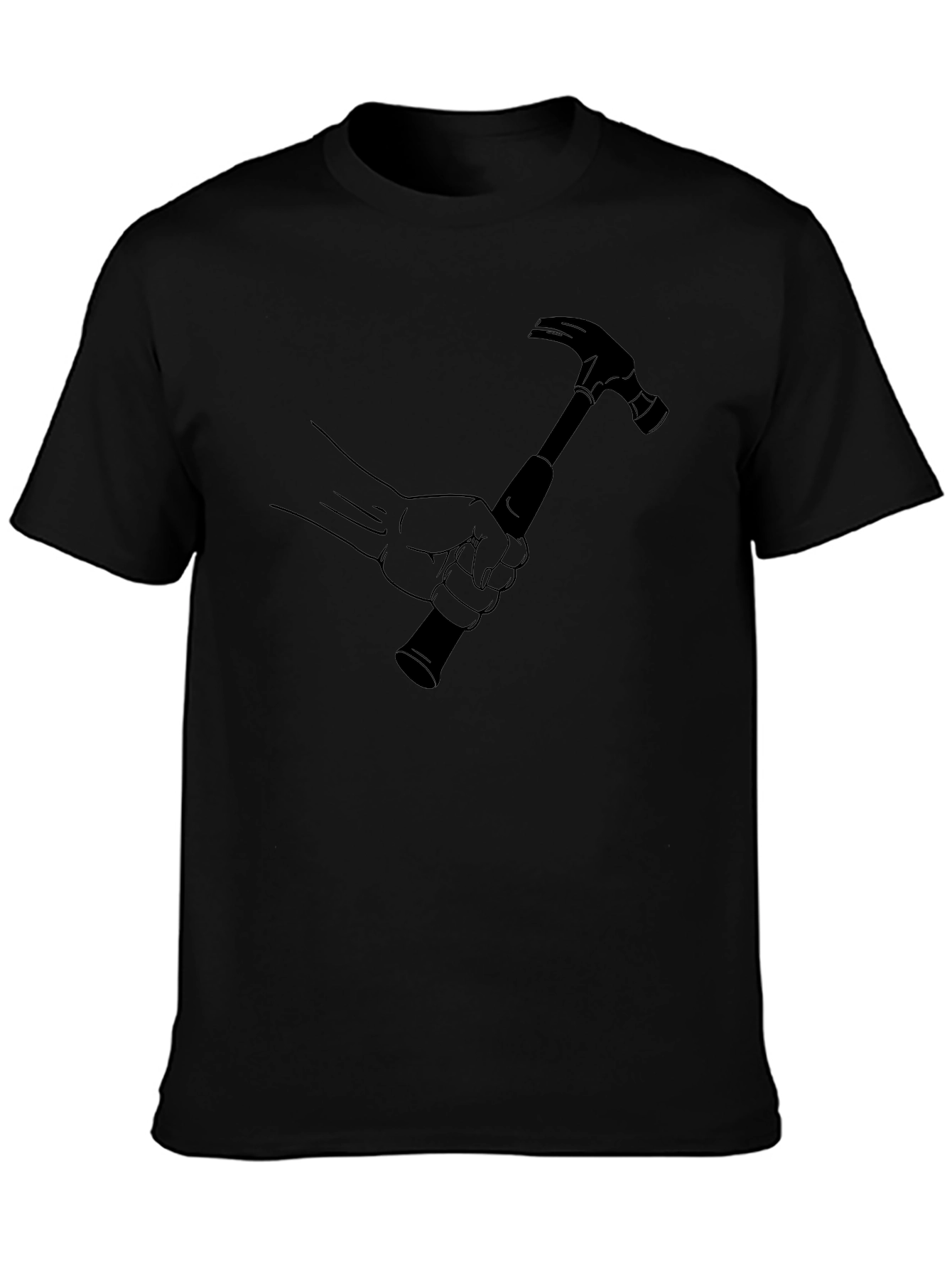 Hammer Time Graphic Tee - Black Cotton Crew Neck