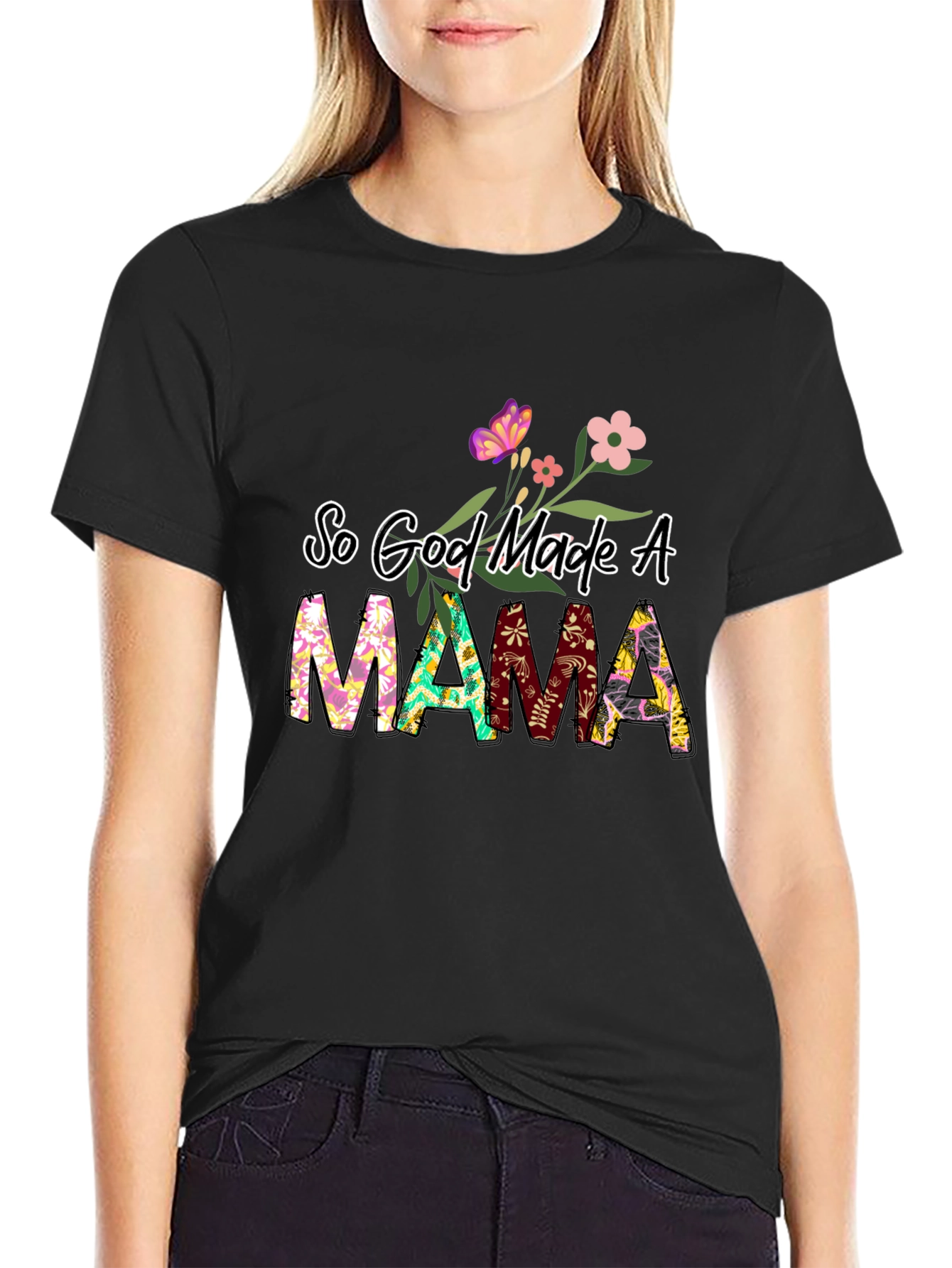 So God Made a Mama Floral Graphic Tee