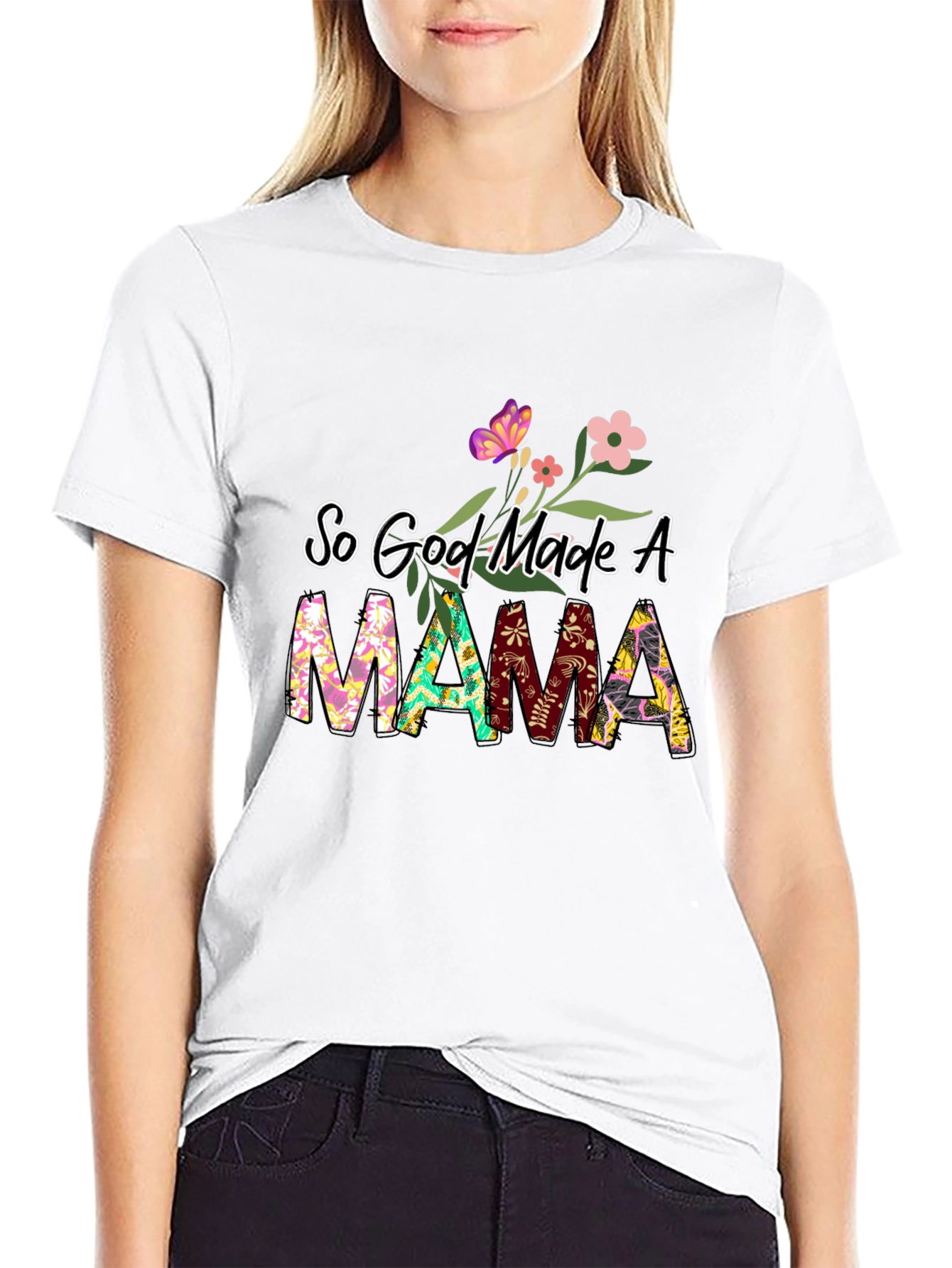 So God Made a Mama Floral Graphic Tee
