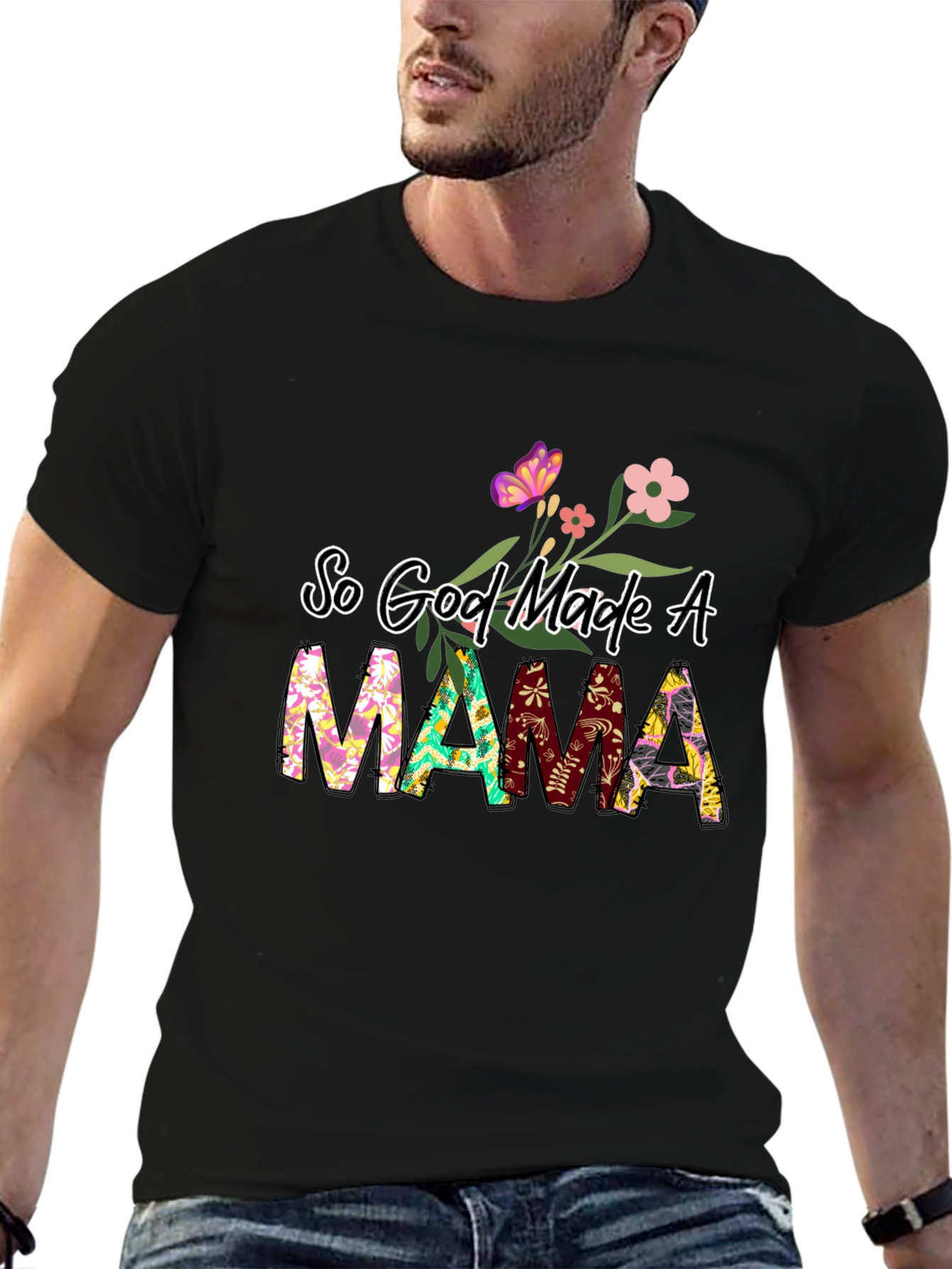 So God Made a Mama Floral Graphic Tee