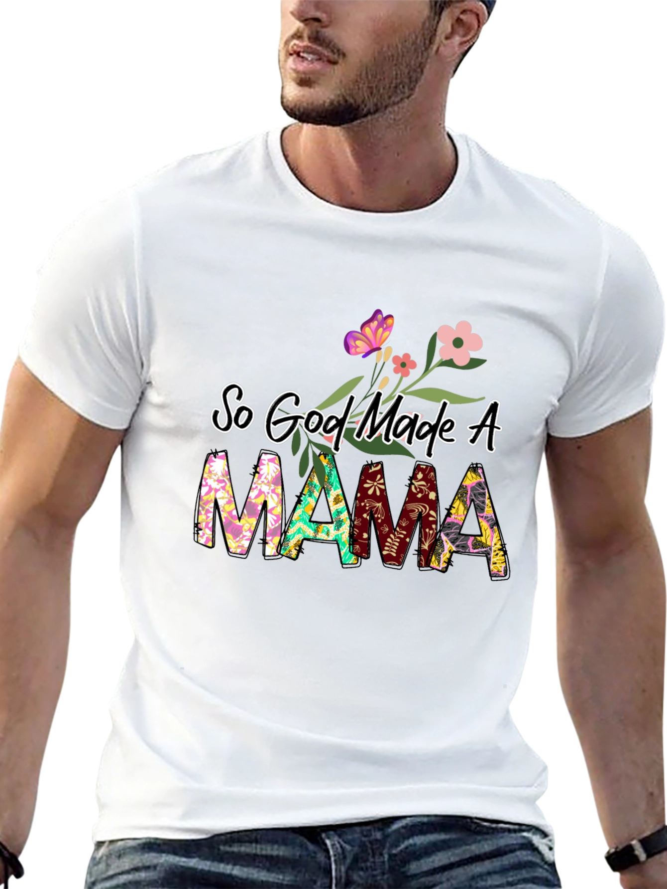 So God Made a Mama Floral Graphic Tee