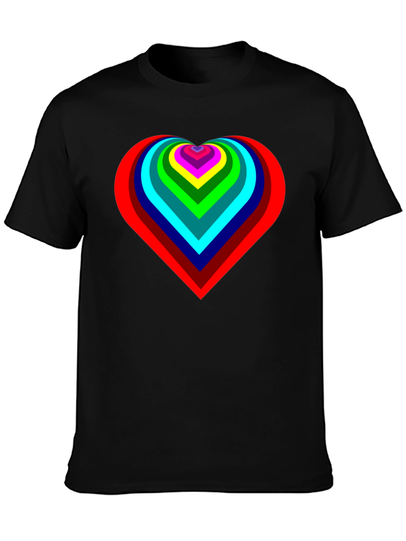 Rainbow Heart Graphic Black T-Shirt