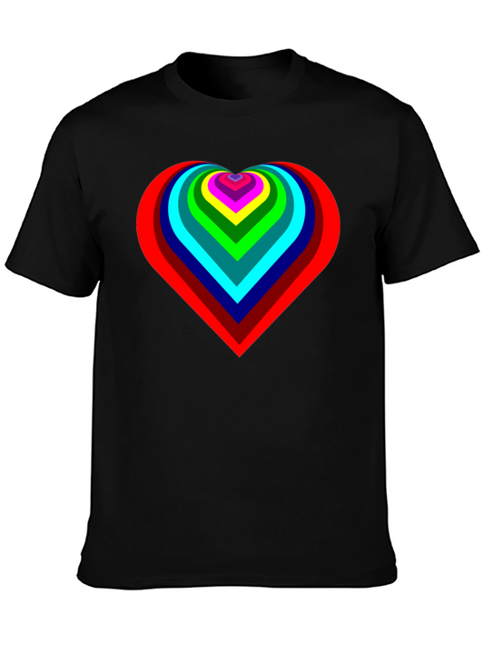 Rainbow Heart Graphic Black T-Shirt
