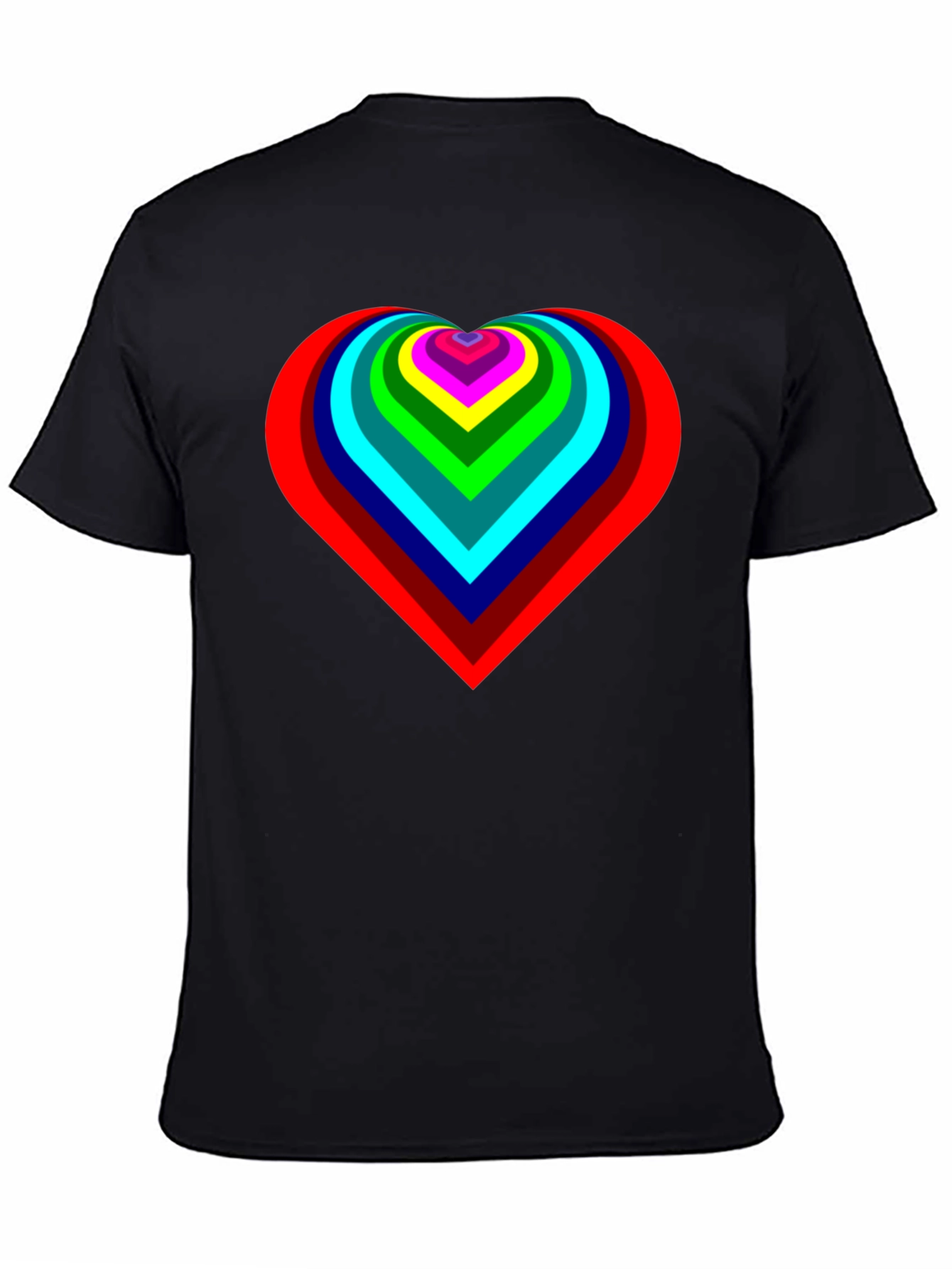 Rainbow Heart Graphic Black T-Shirt