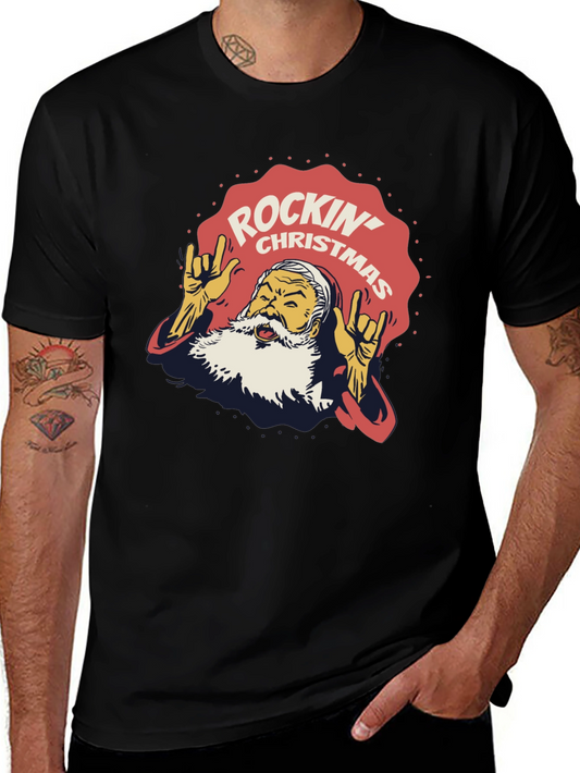Rockin Christmas Santa T-Shirt - Holiday Party Tee