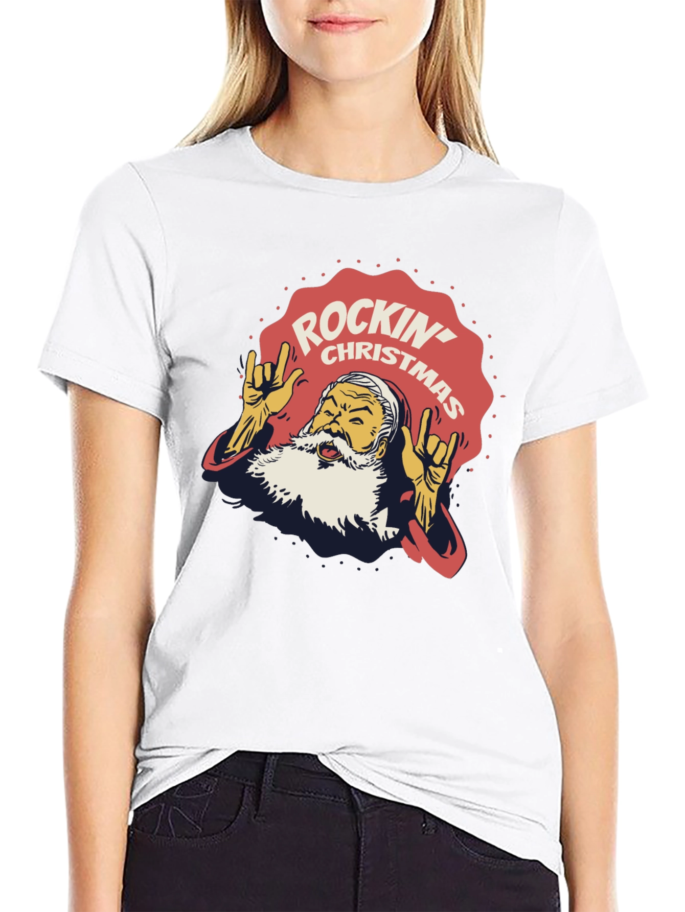Rockin Christmas Santa T-Shirt - Holiday Party Tee